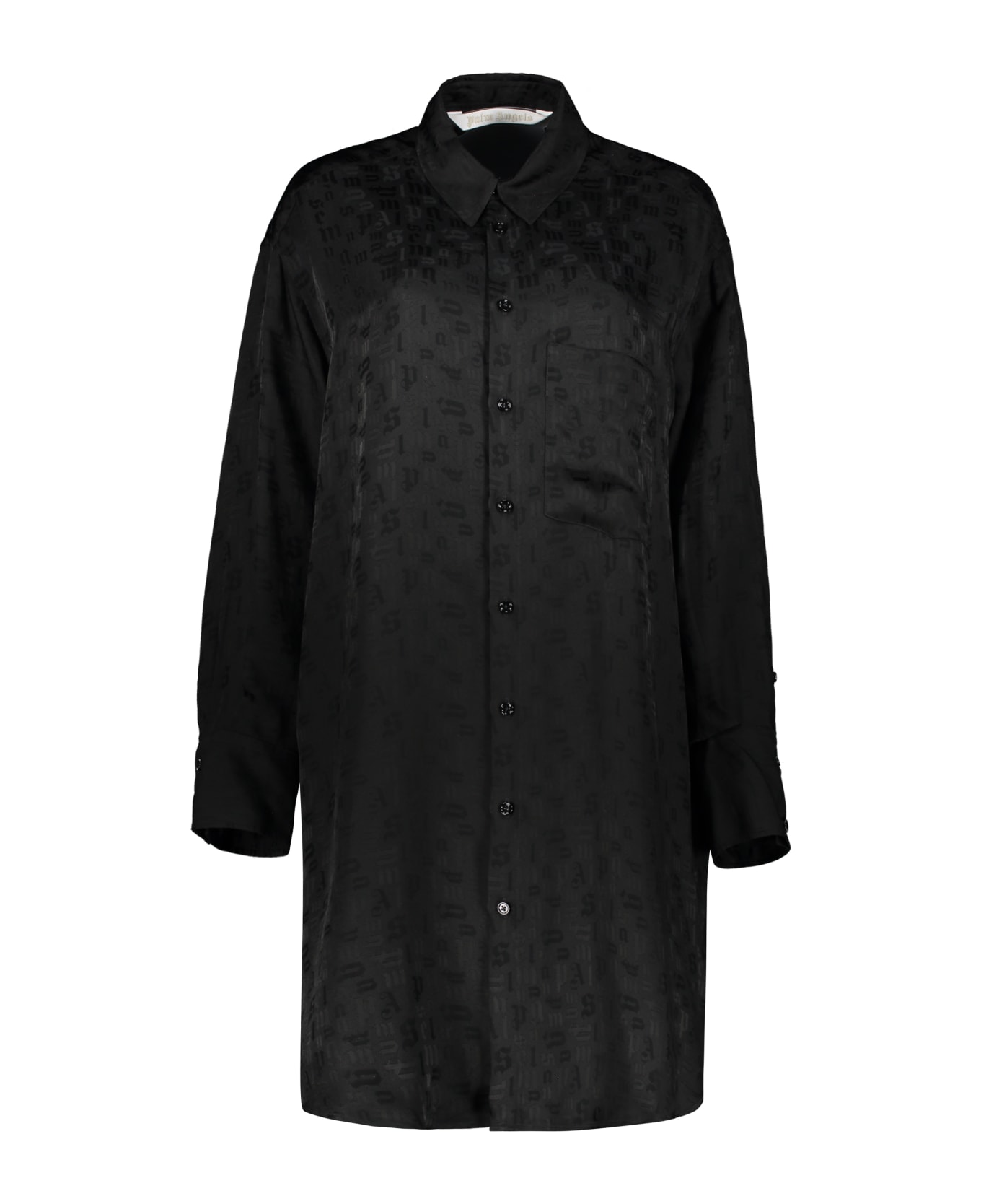 Palm Angels Maxi Shirt-dress With Logo - black