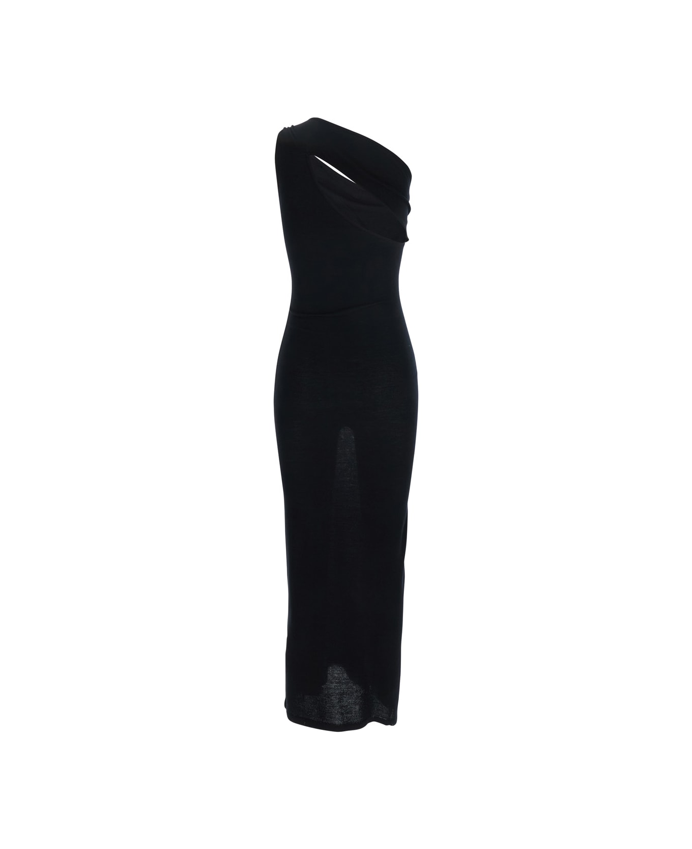 Federica Tosi Black Long Dress With Jewel Detail On The Front In Viscose Blend Woman - Black