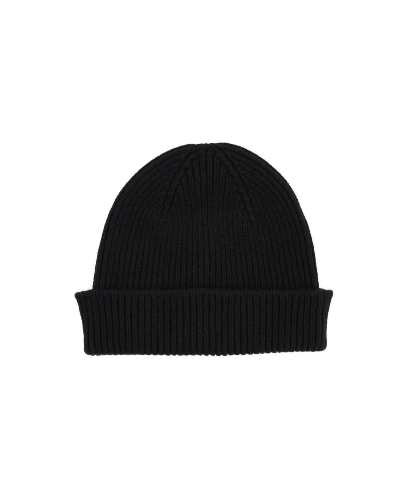 Paul Smith Cashmere And Wool Cap - BLACK