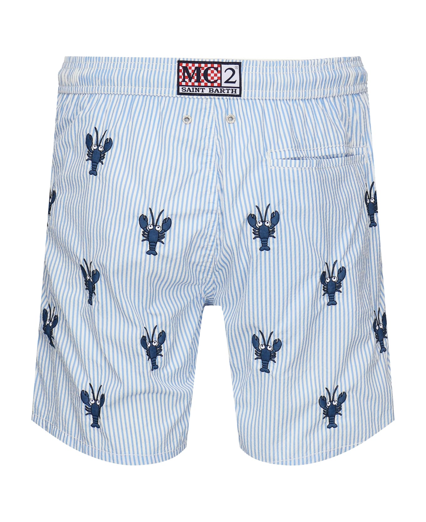 MC2 Saint Barth Striped Swimsuit With Print - Light blue, Blue, White