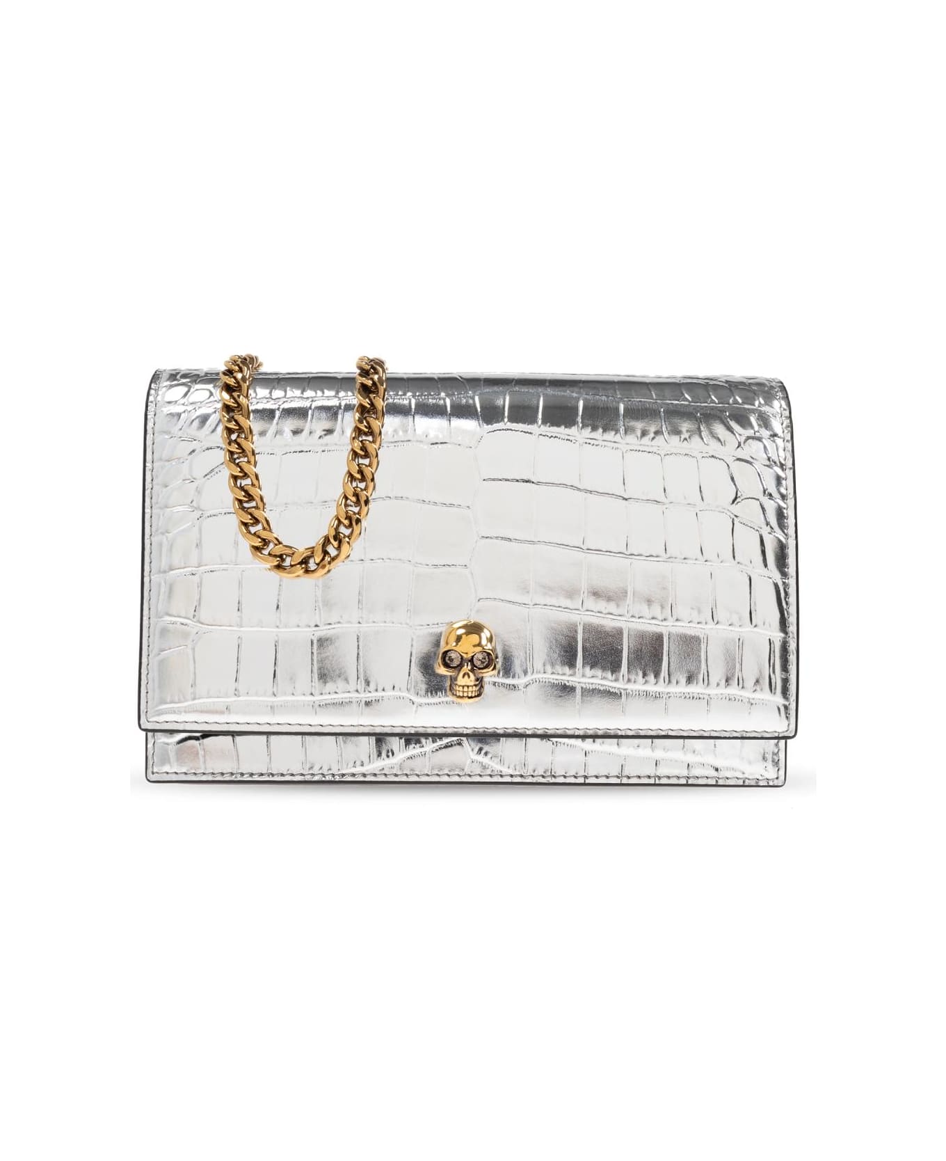 Alexander McQueen Shoulder Bag `small Skull` - SILVER