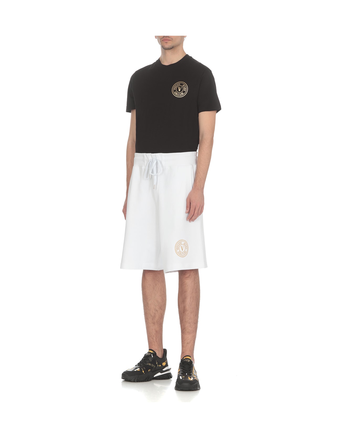Versace Jeans Couture Bermuda Shorts With Vemblem Logo - White
