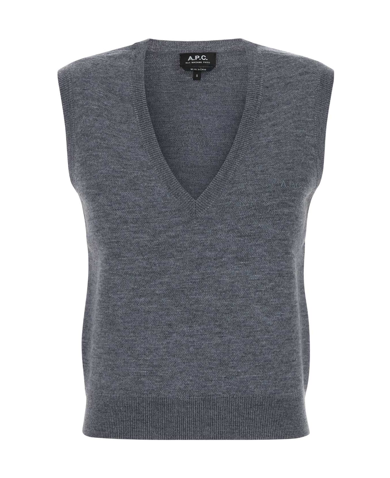 A.P.C. Grey Wool Lise Vest - Grey