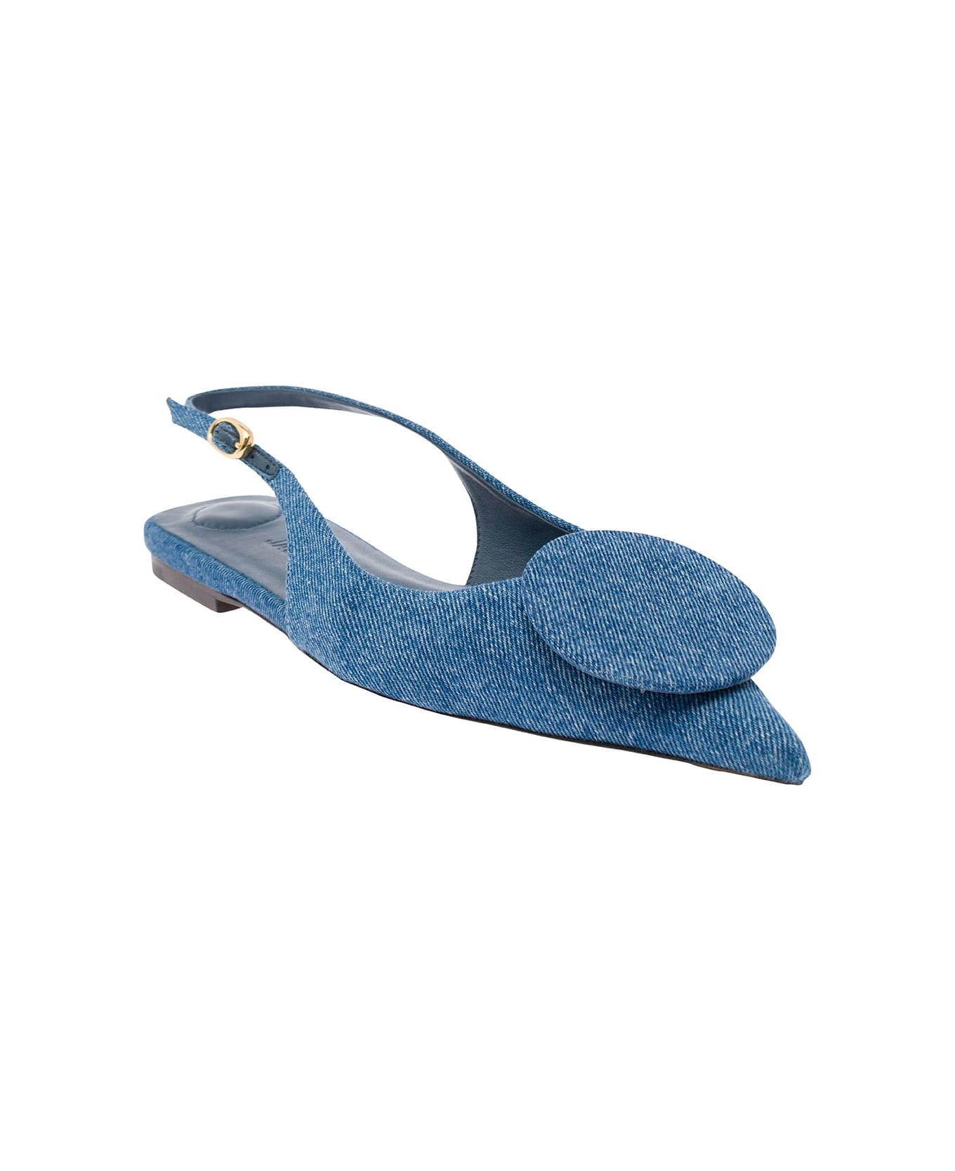 Jacquemus 'les Slingback Duele Plates' Blue Flat Sandals With Geometric Shapes In Denim Woman - Blue