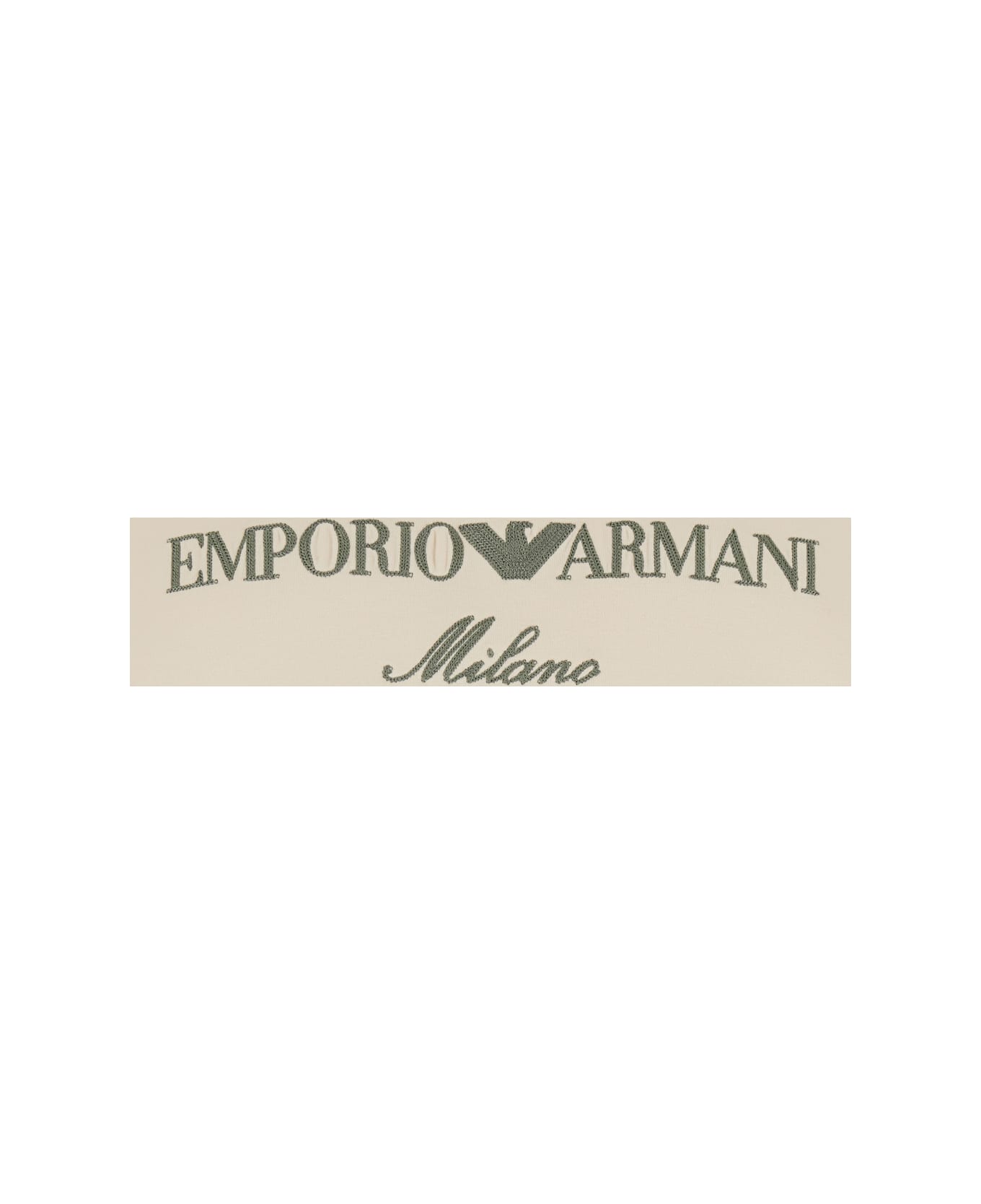 Emporio Armani White Crewneck Sweatshirt With Maxi Logo Lettering On The Front In Cotton Blend Stretch Man - White