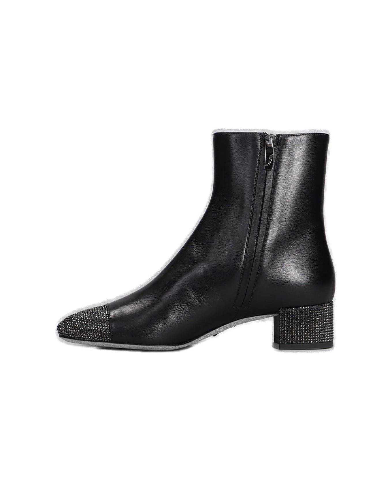 René Caovilla Bonnie Low Heeled Ankle Boots - Black