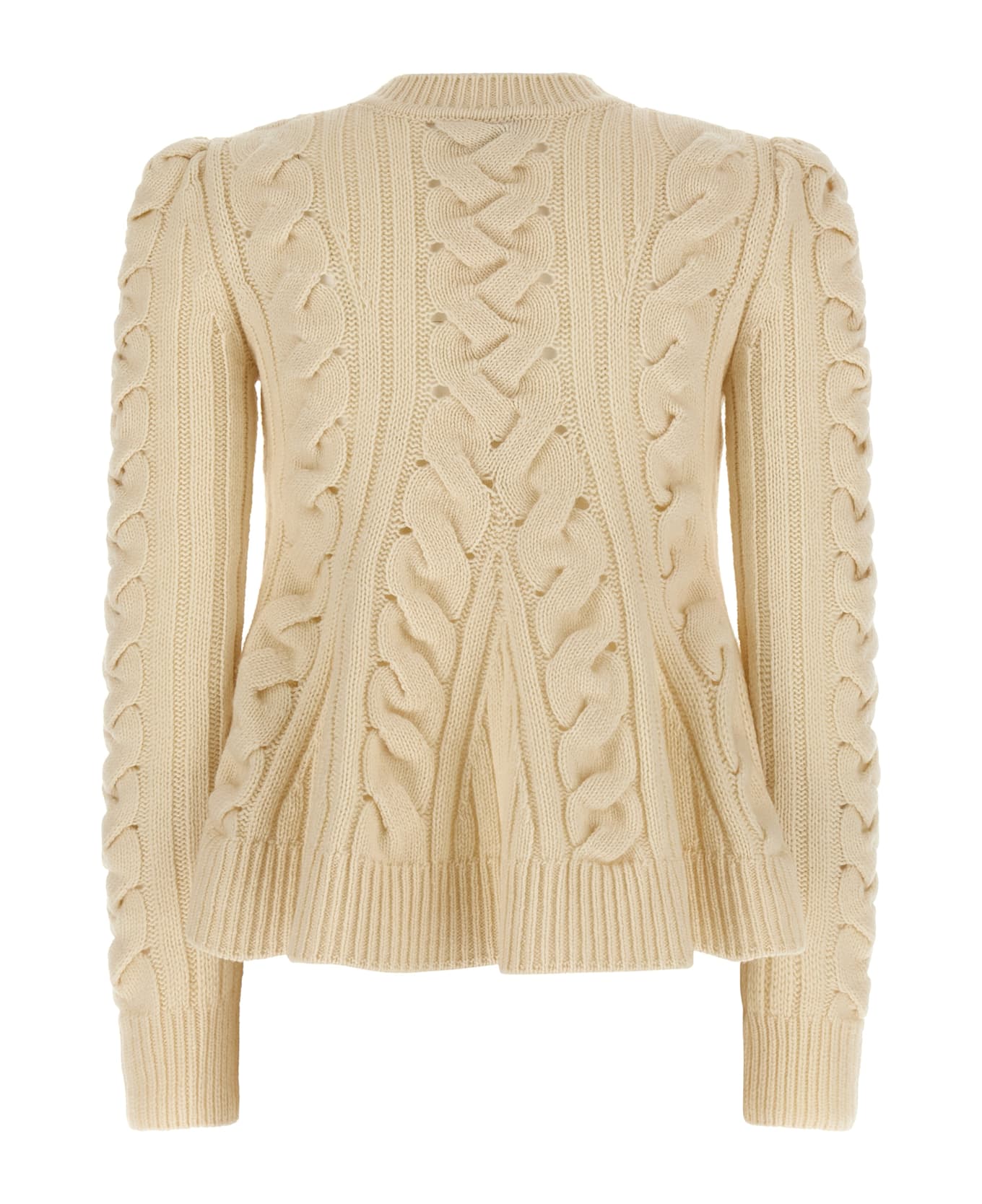 Alexander McQueen 
peplum Cable
 Sweater - White