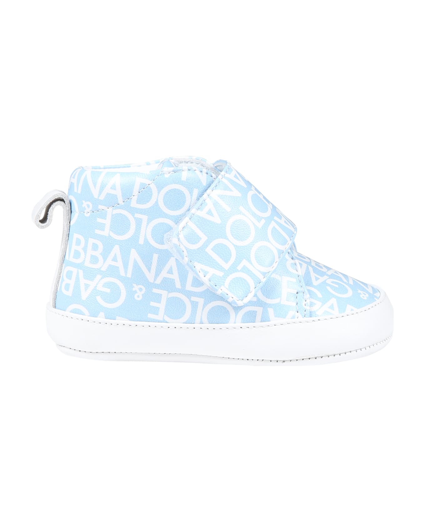 Dolce & Gabbana Light Blue Sneakers For Baby Boy With Logo - Light Blue