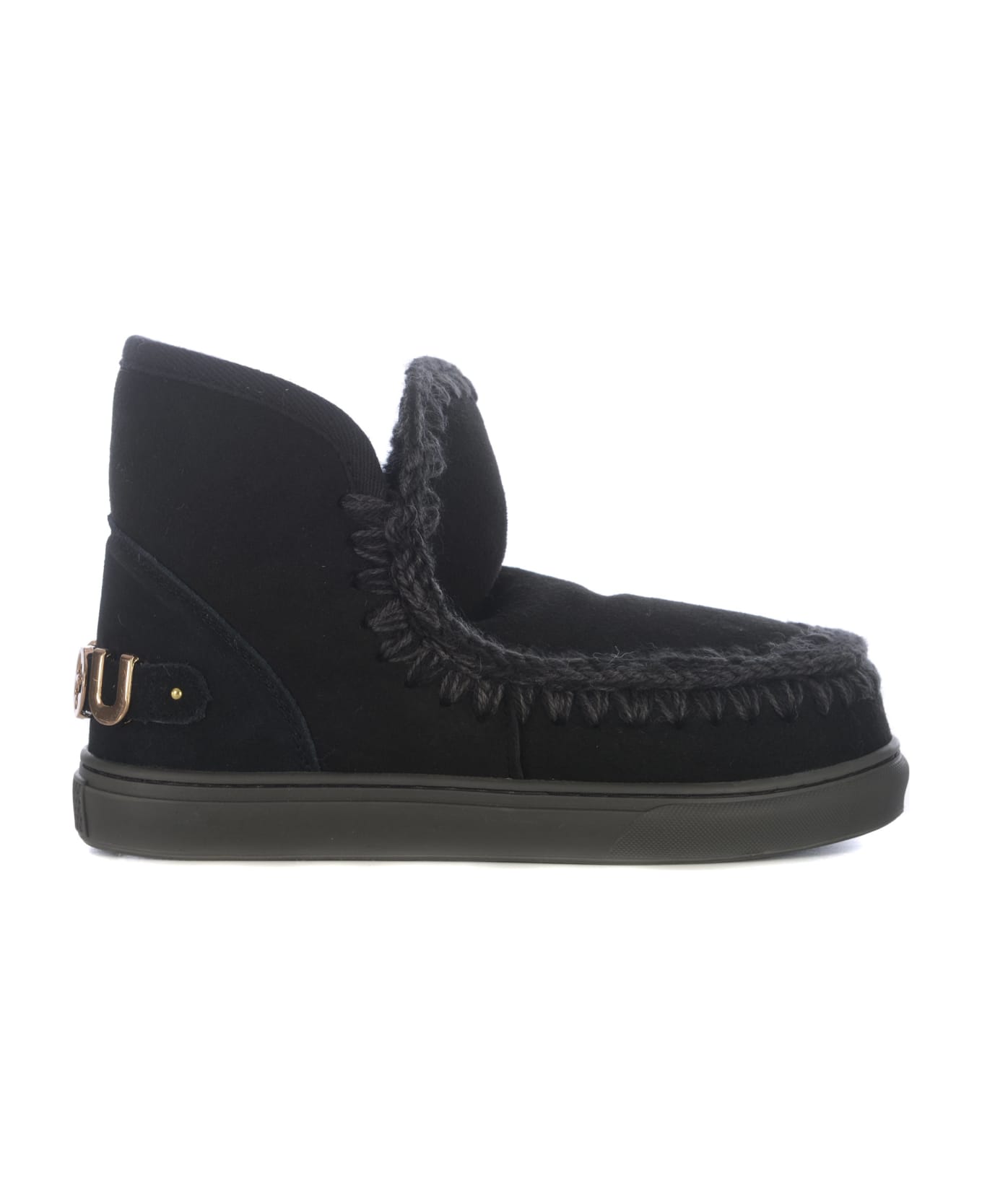 Mou Ankle Boots Mou "sneakers Big Logo" Made Of Leather - Nero