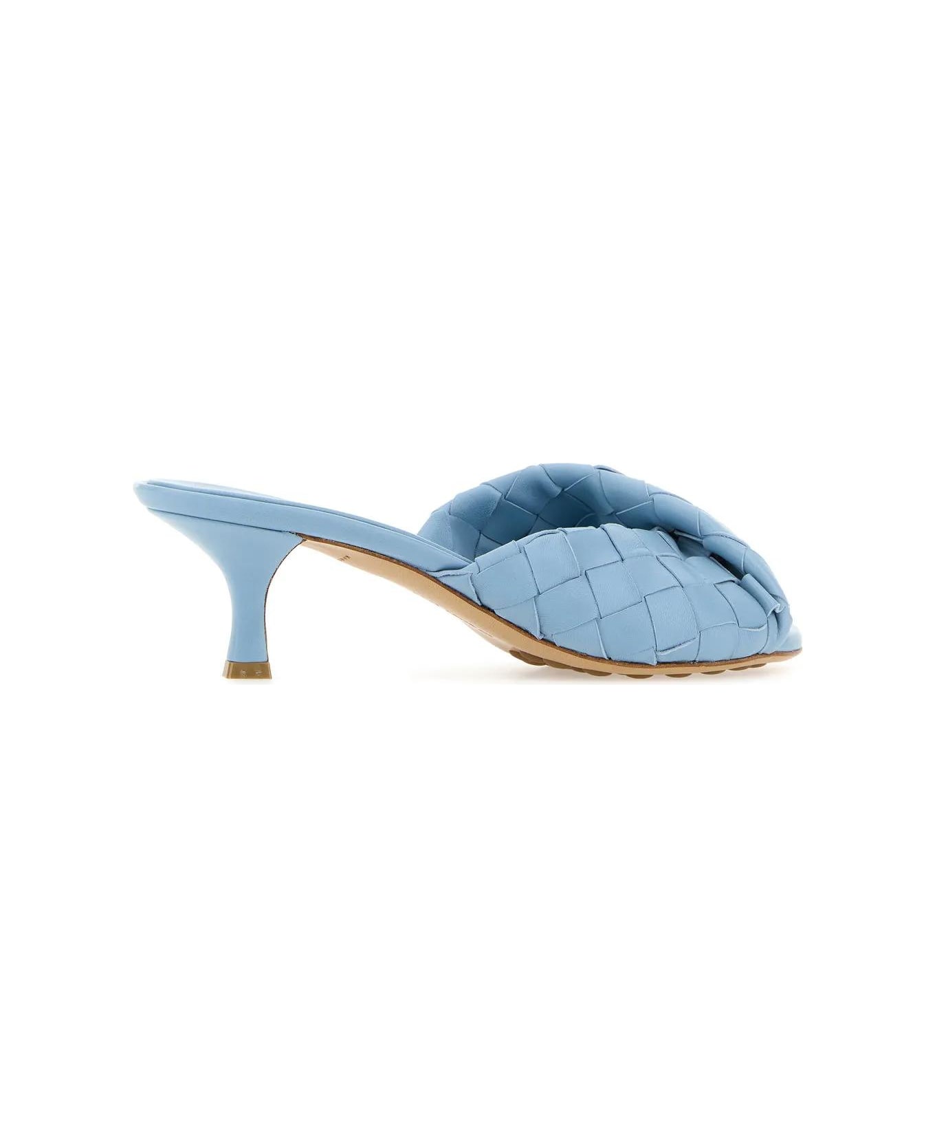 Bottega Veneta Light Blue Leather Blink Mules - Blue