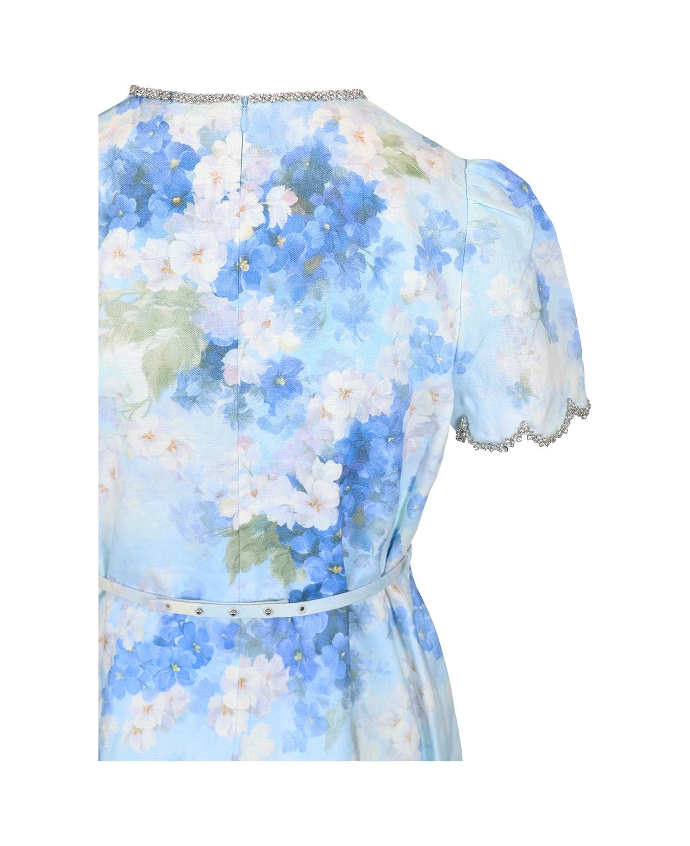 Zimmermann Crush Scalloped Shift Dress - Light blue