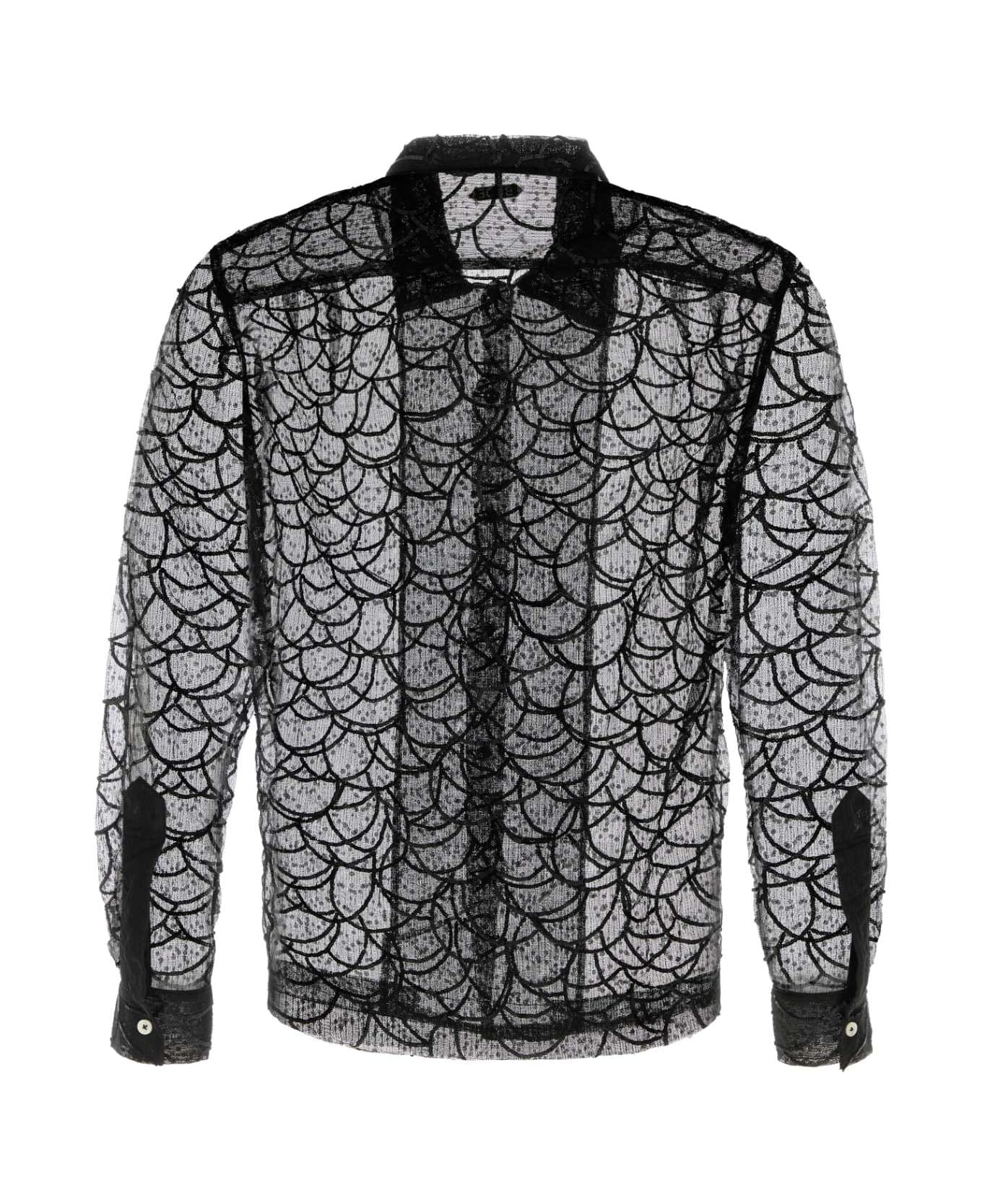 Bode Black Tulle Pewter Shoal Shirt - BLACK
