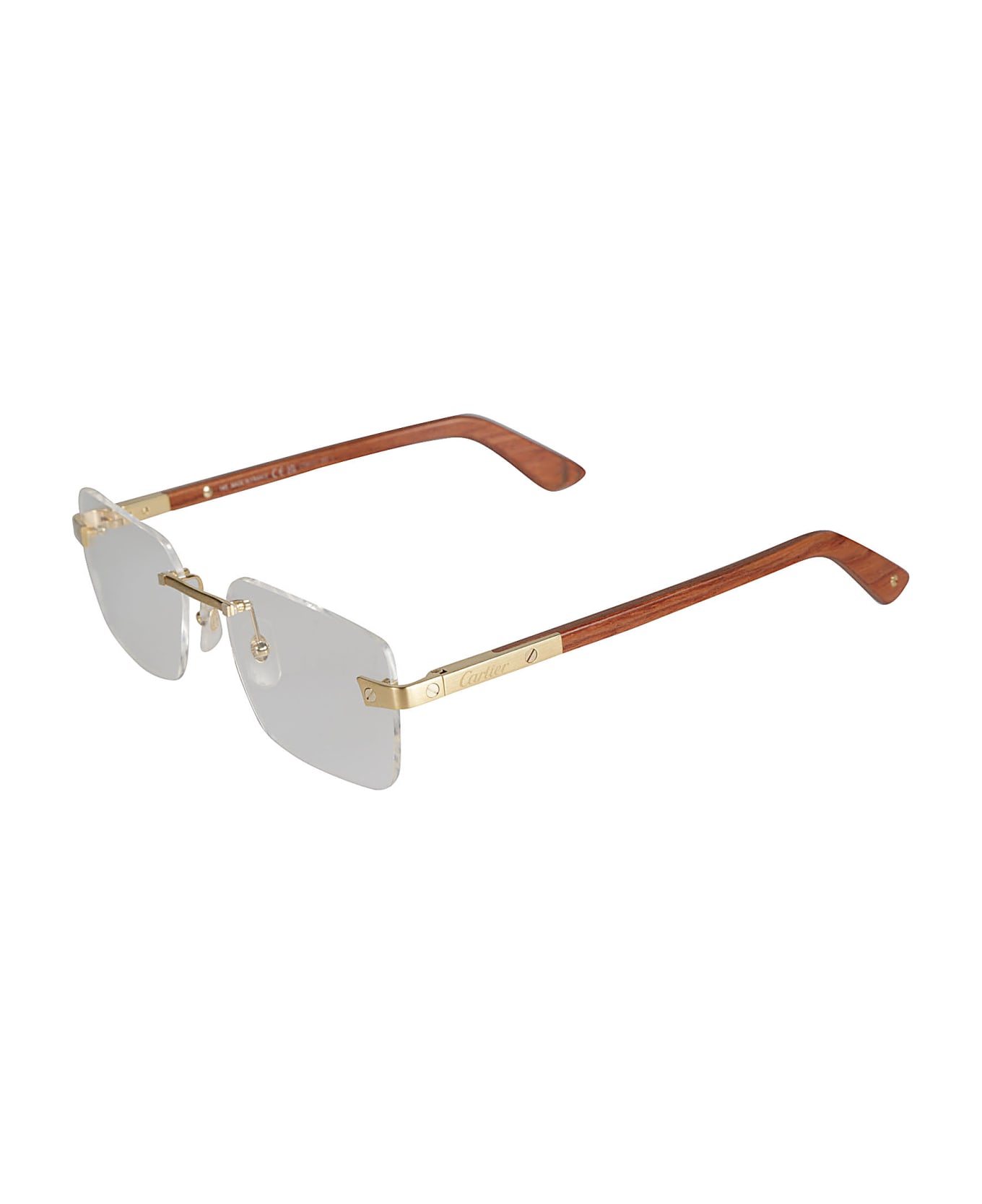Cartier Eyewear Rimless Rectangular Lense Glasses - Gold/Brown