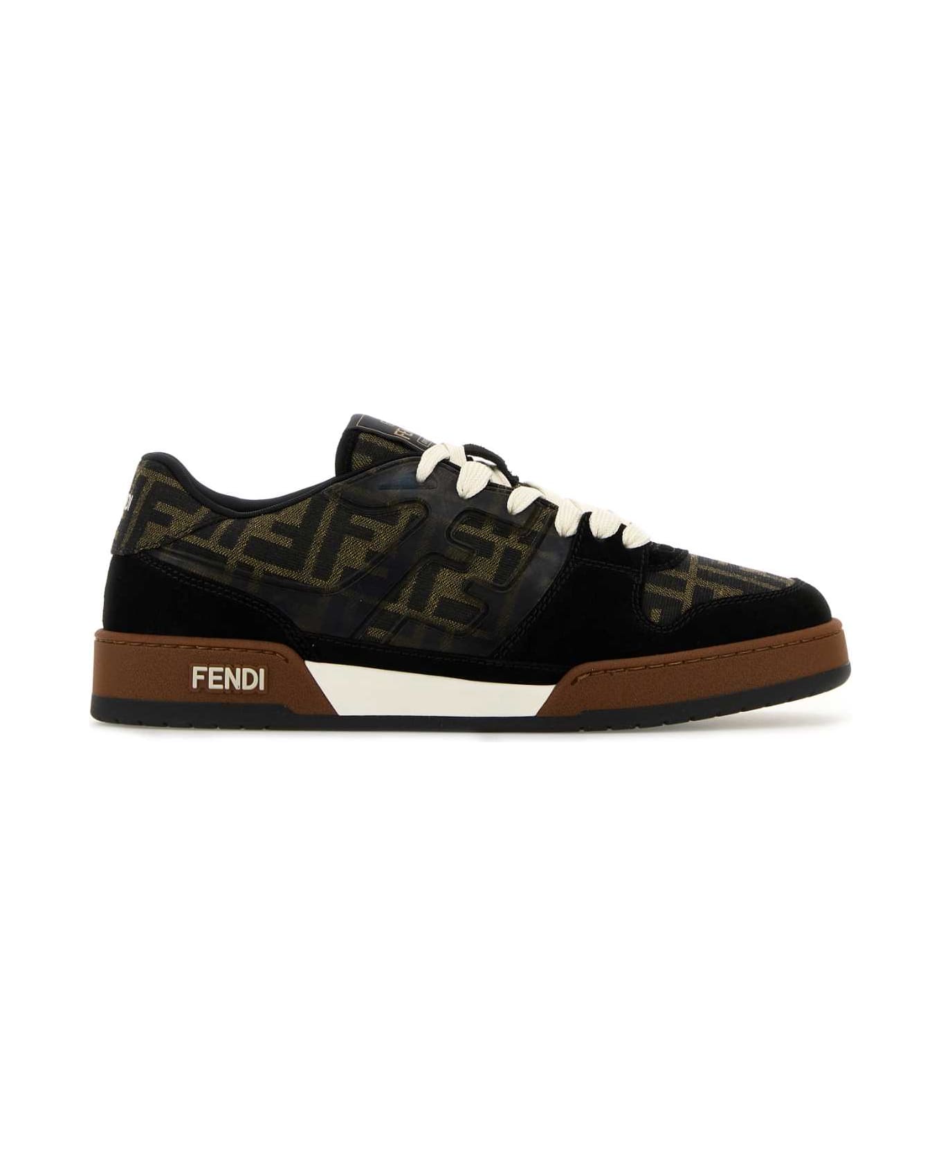 Fendi Embroidered Canvas, Leather And Rubber Match Sneakers - NEROTABACCNEROICE