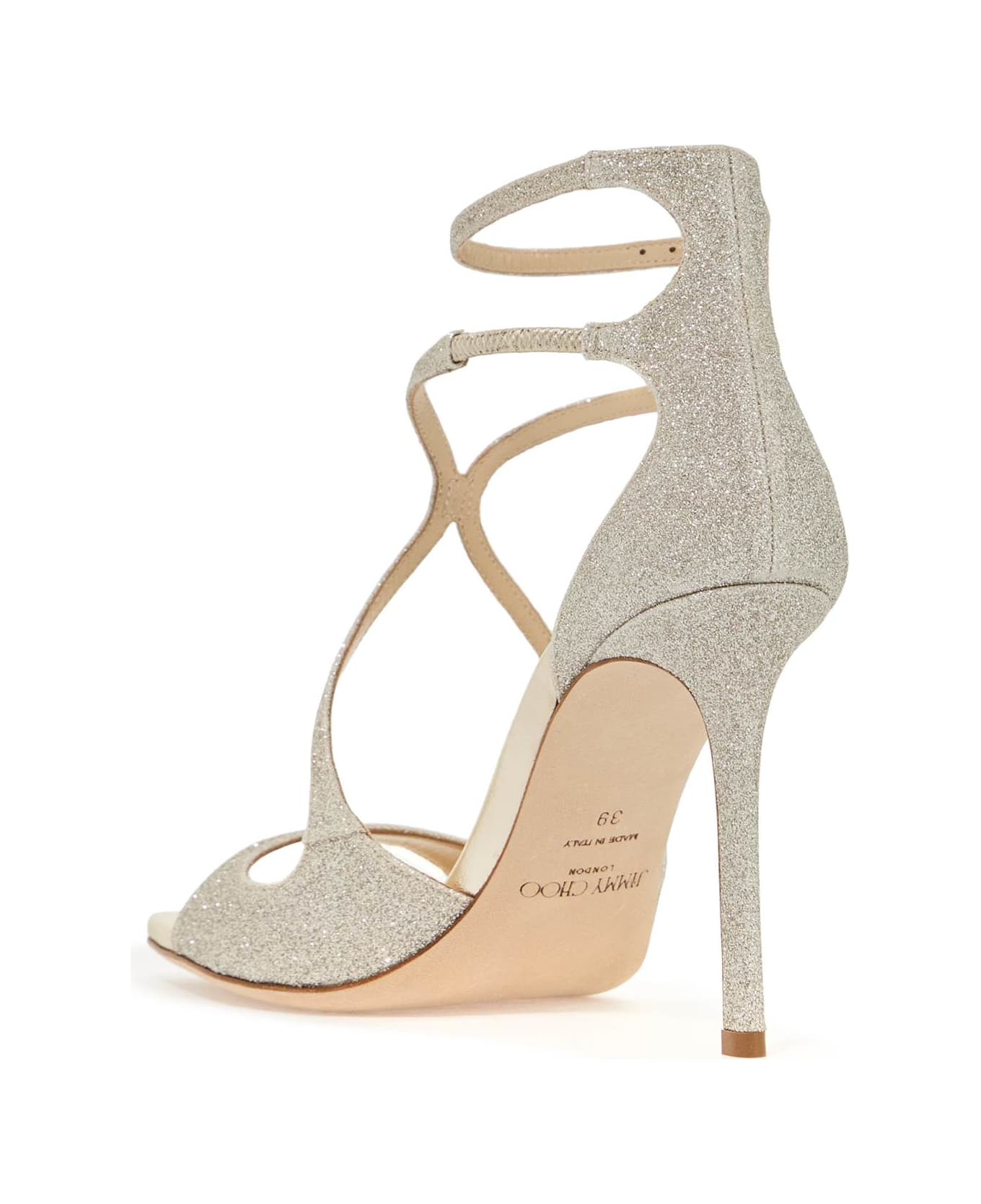 Jimmy Choo Glittered Azia 95 Pumps - PLATINUM ICE (Gold) サンダル