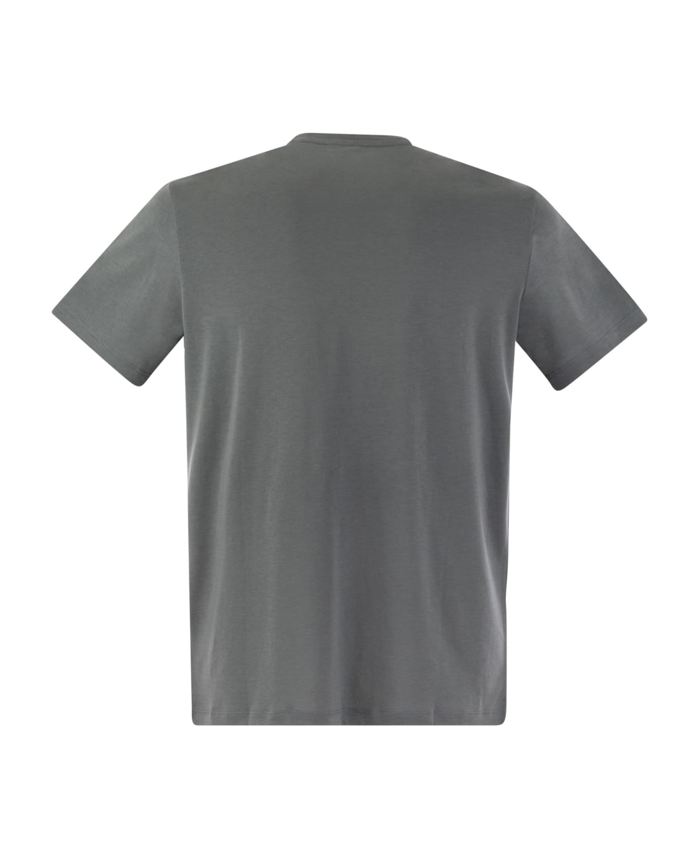 Majestic Filatures Short-sleeved T-shirt In Lyocell And Cotton - Grigio