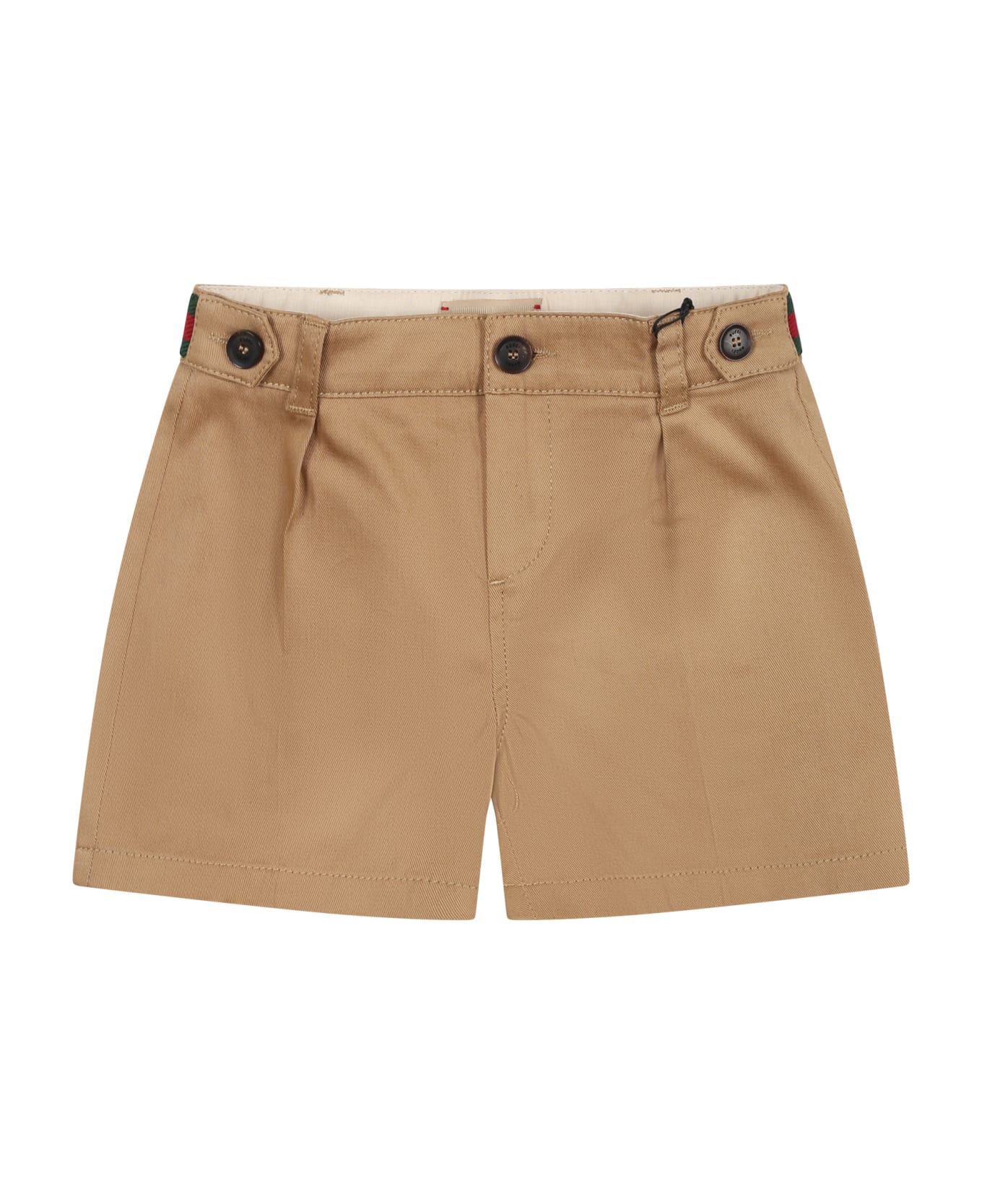 Gucci Beige Shorts For Baby Boy With Web Detail - Beige