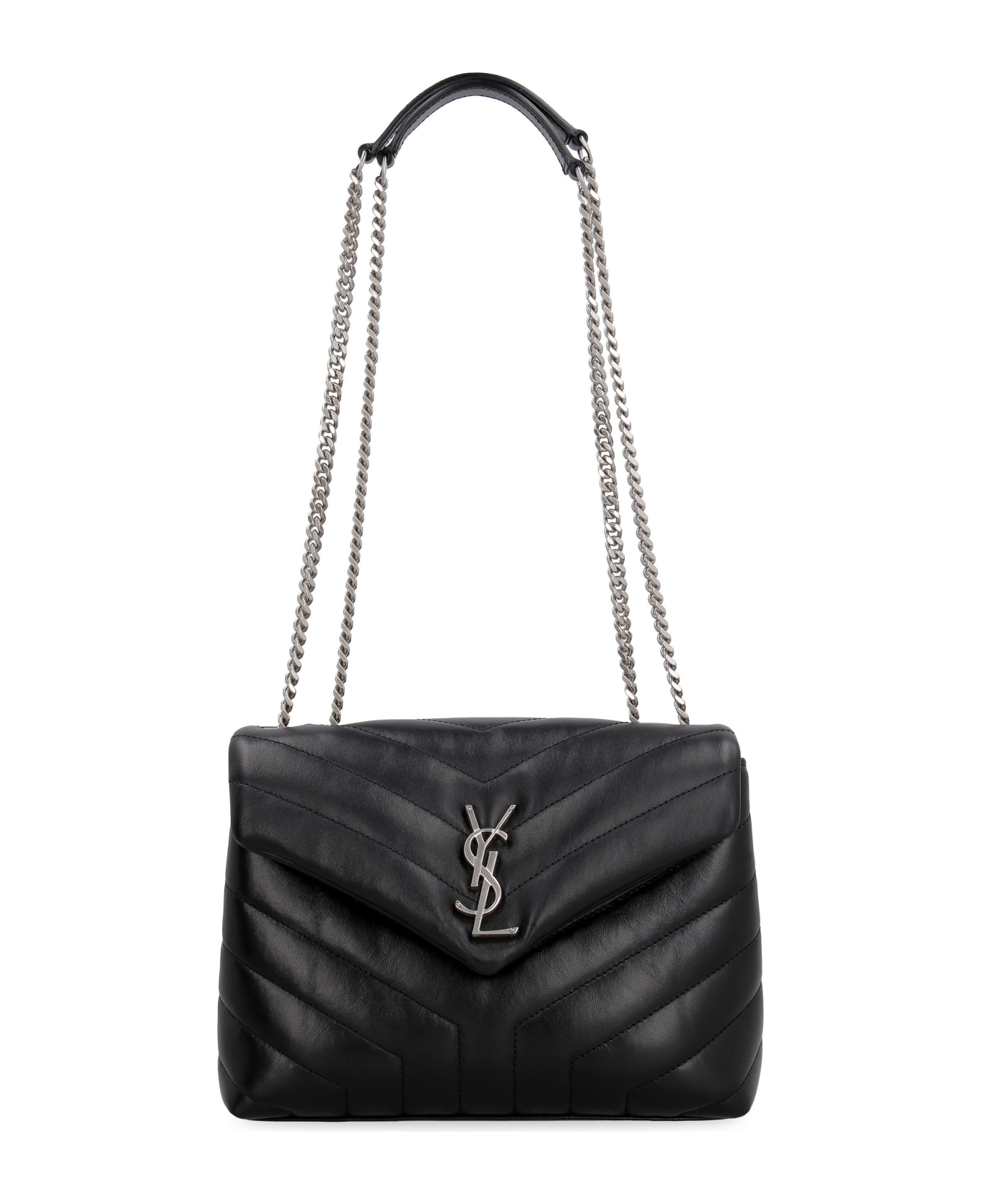 Saint Laurent Loulou Leather Shoulder Bag - BLACK