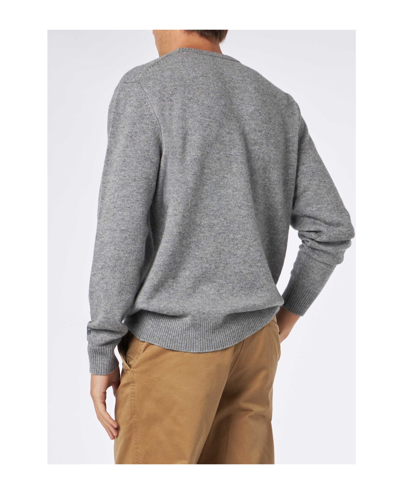 MC2 Saint Barth Man Crewneck Sweater With Bombardino Ski Club Embroidery - GREY