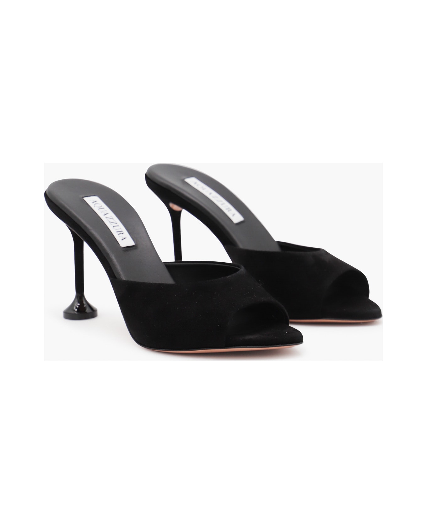 Aquazzura Black Leather Bisous Mule 85 Sandals - Black