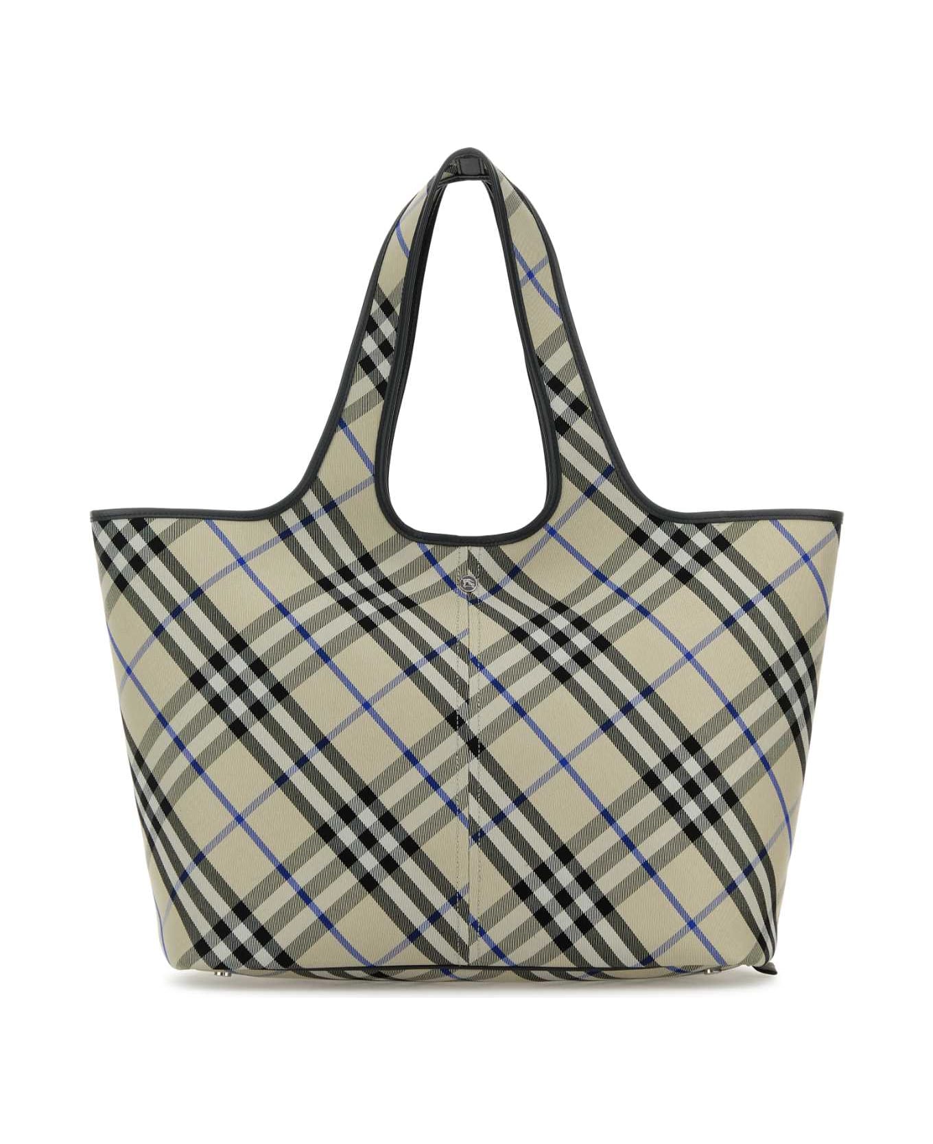 Burberry Embroidered Canvas Shopping Bag - LICHEN