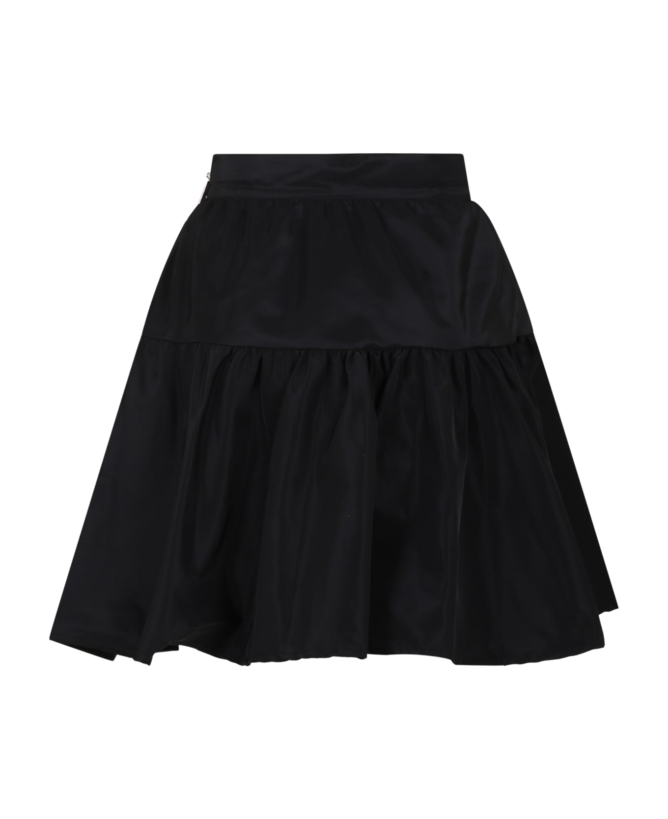 MSGM Grey Skirt For Girl With Logo - Black