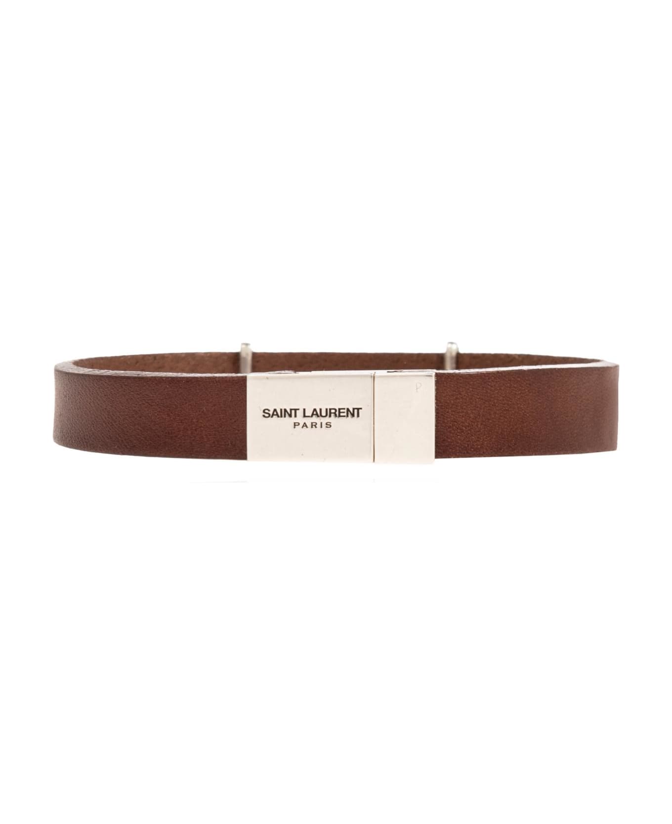 Saint Laurent Bracelet With Logo - LIGHT BROWN / ARGENT