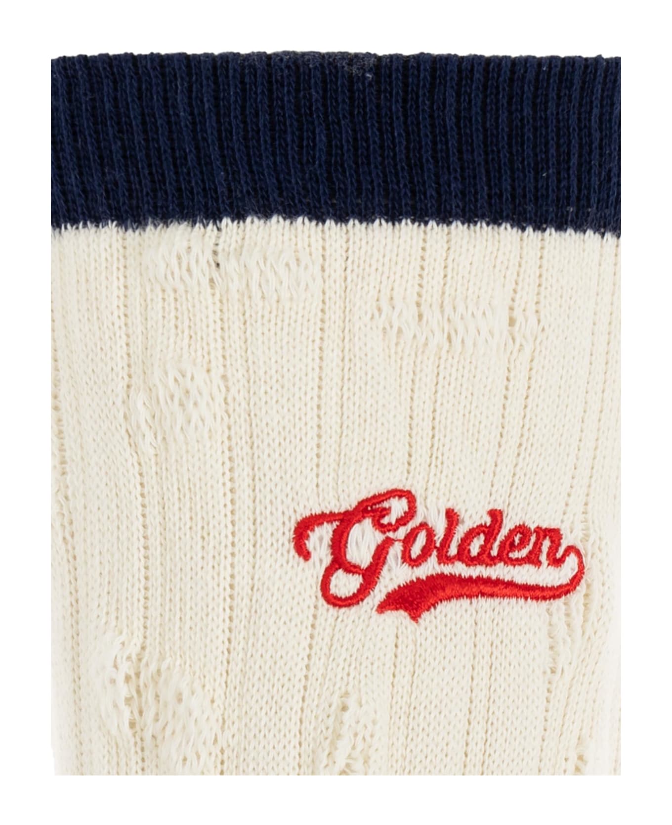 Golden Goose Socks With Logo - Heritage White/navy/red