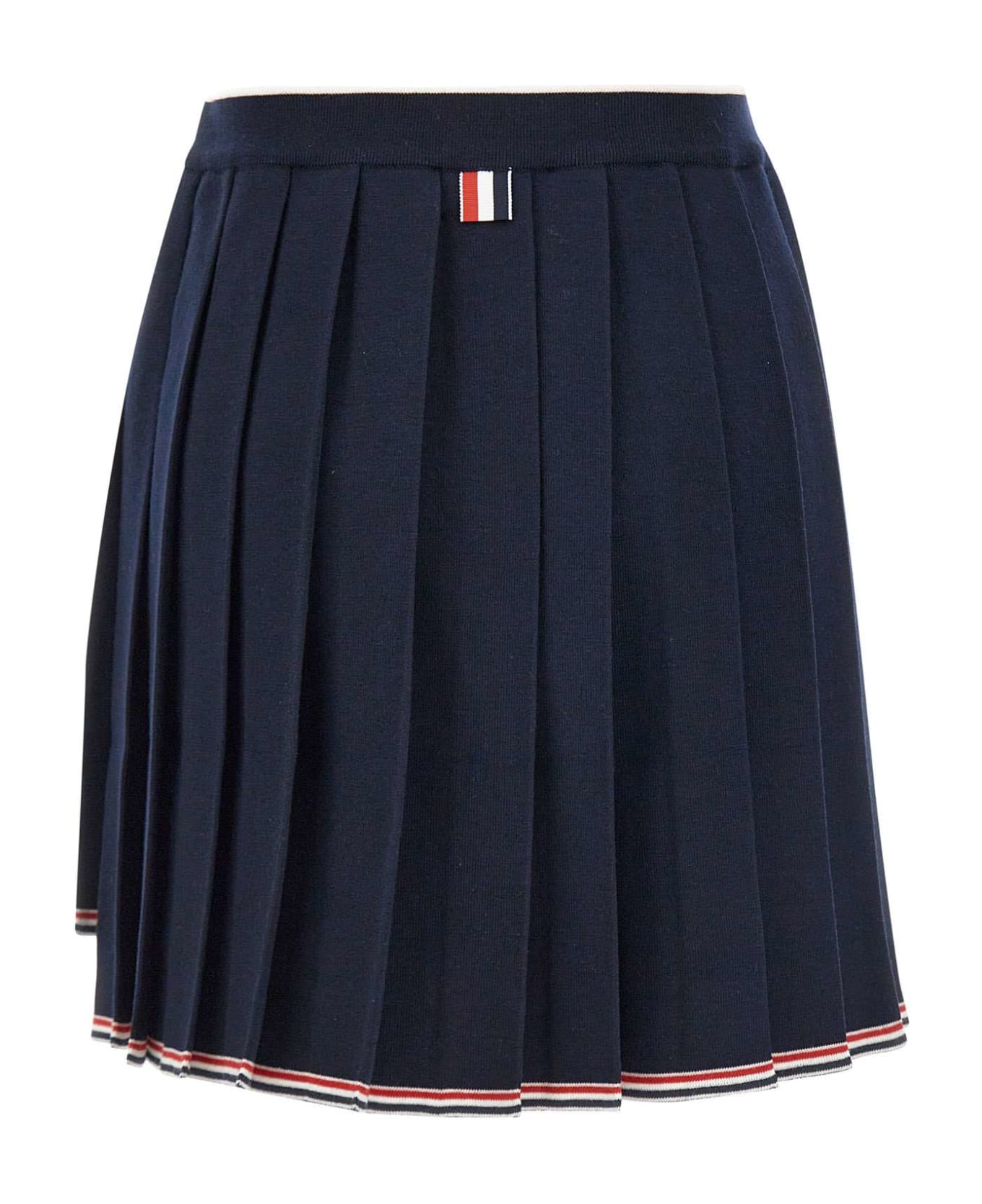 Thom Browne 'full Needle Pleated Mini' Merino Wool Skirt - BLUE スカート