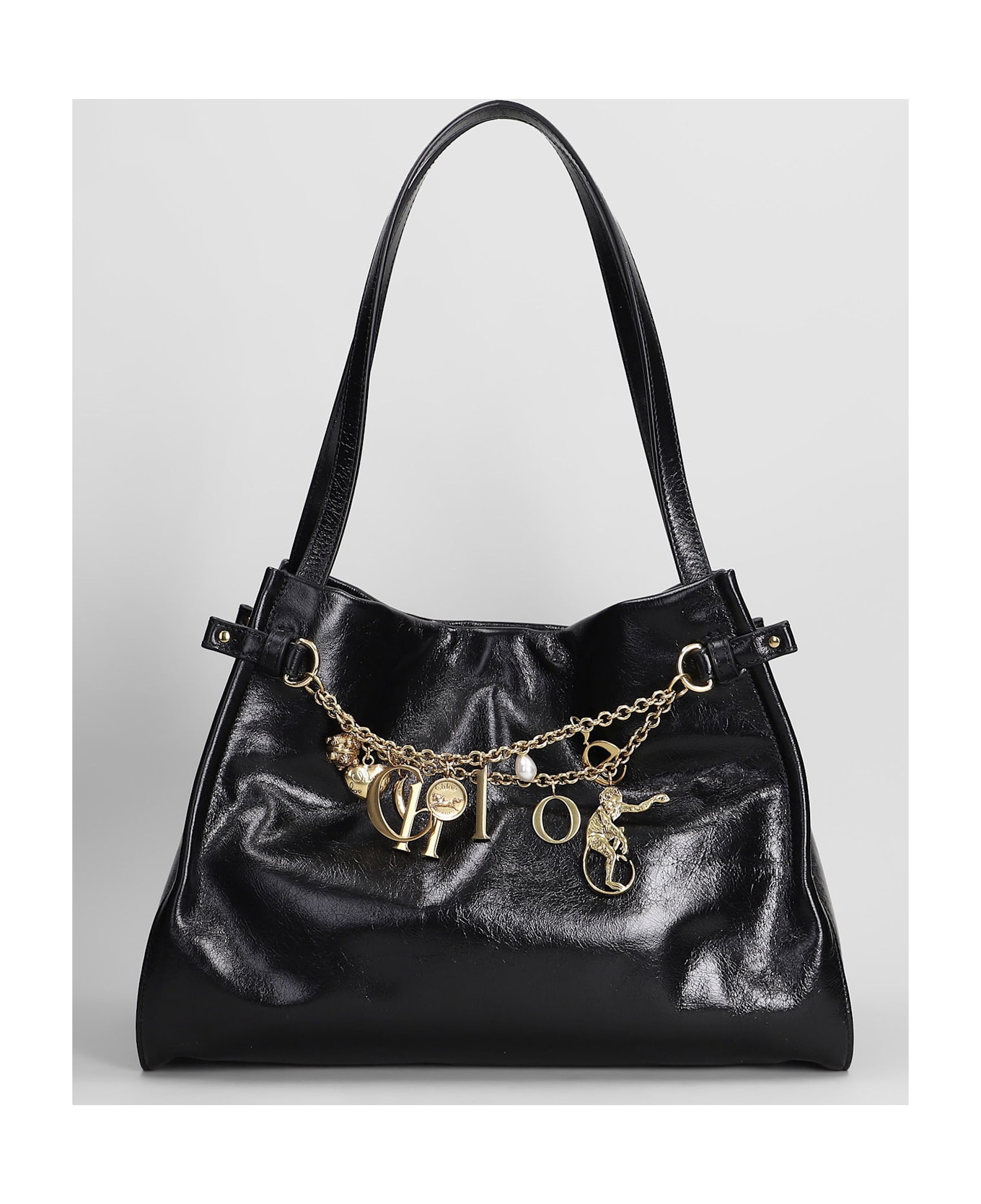 Chloé Chloe Charms Tote In Black Leather - black