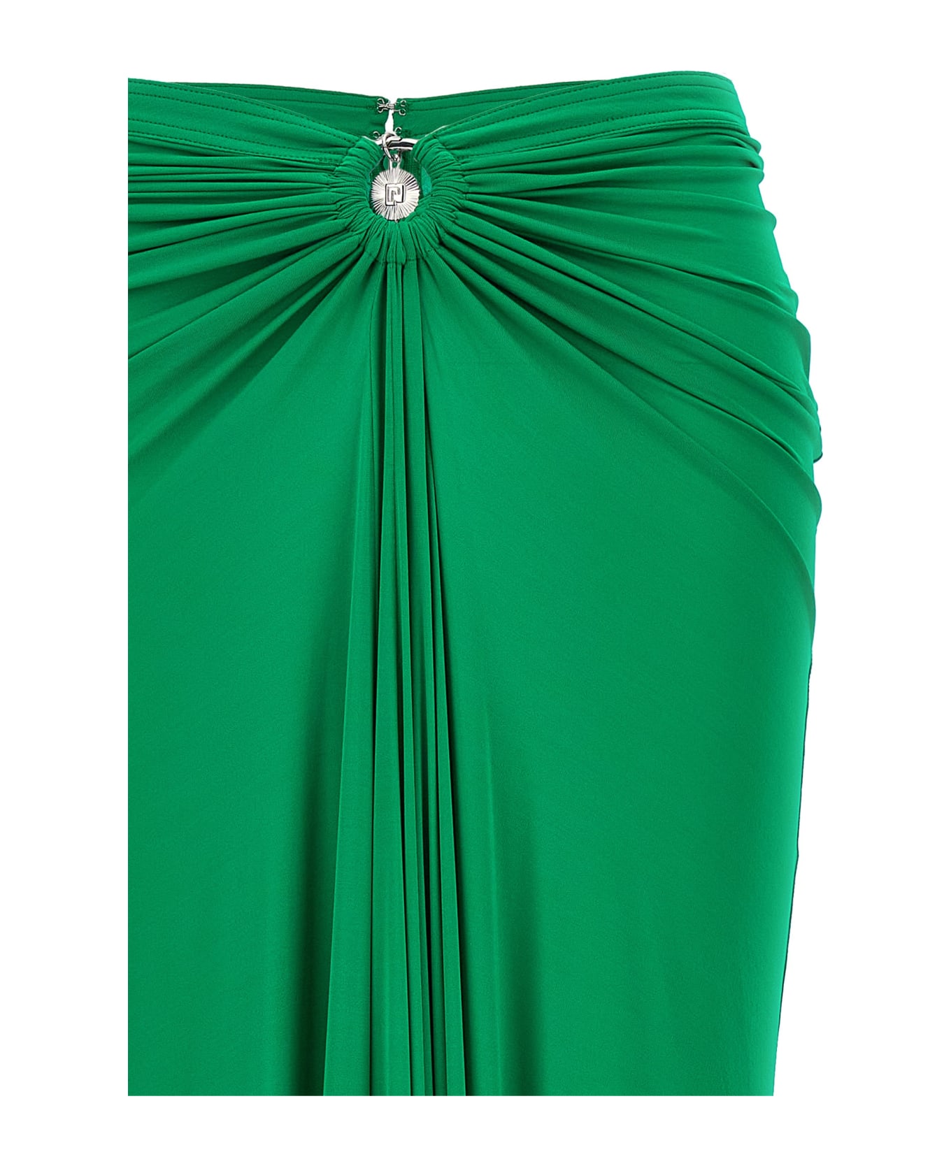 Paco Rabanne Draped Skirt In Emerald Green Jersey - Green