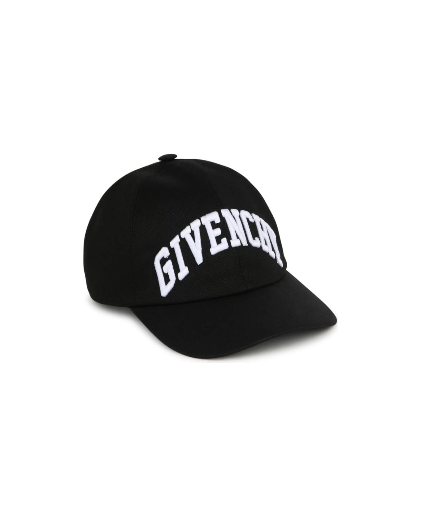 Givenchy Black Baseball Cap With Logo Lettering Embroidery In Cotton Girl - Black
