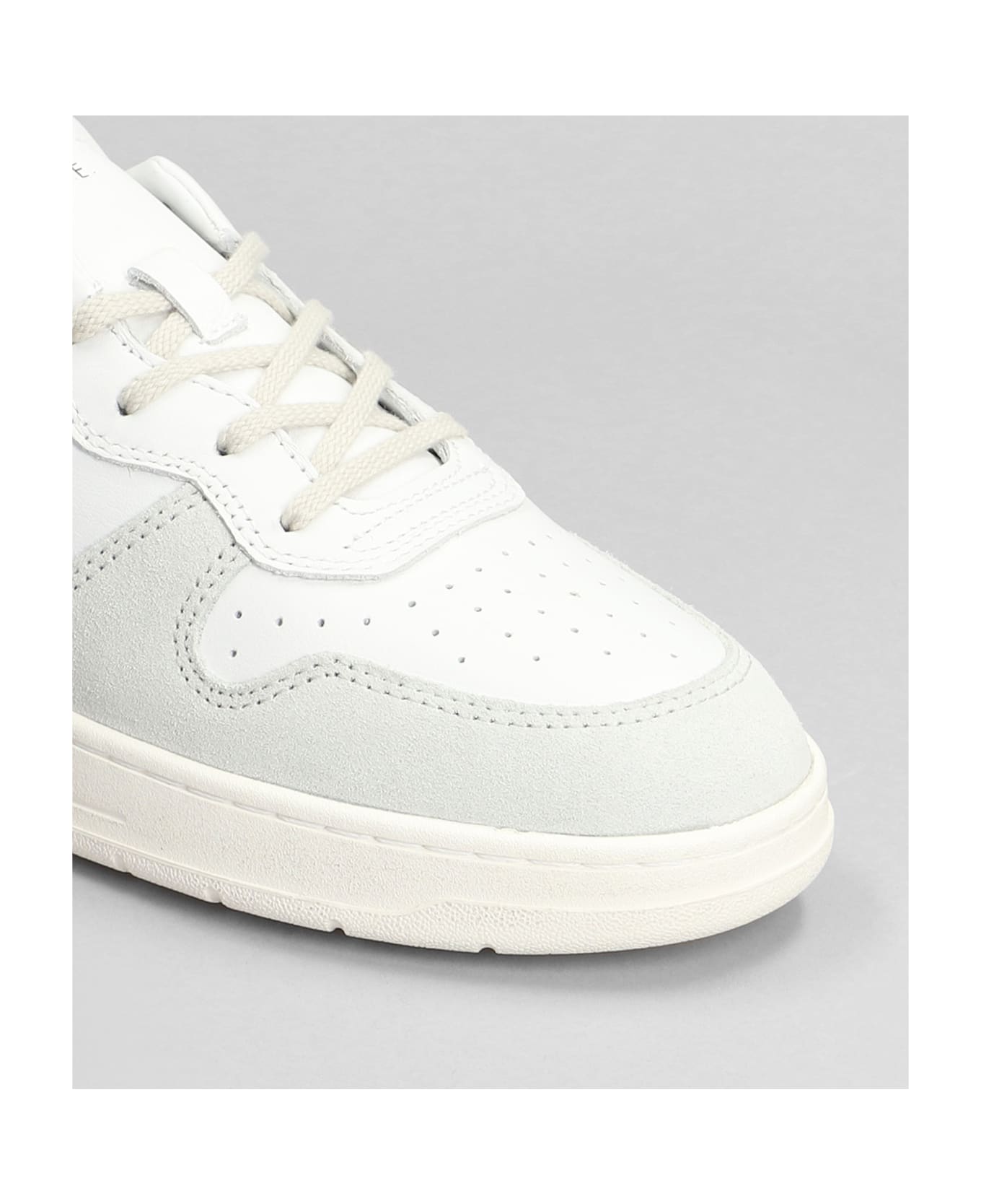 D.A.T.E. Court Sneakers In White Suede And Leather - white