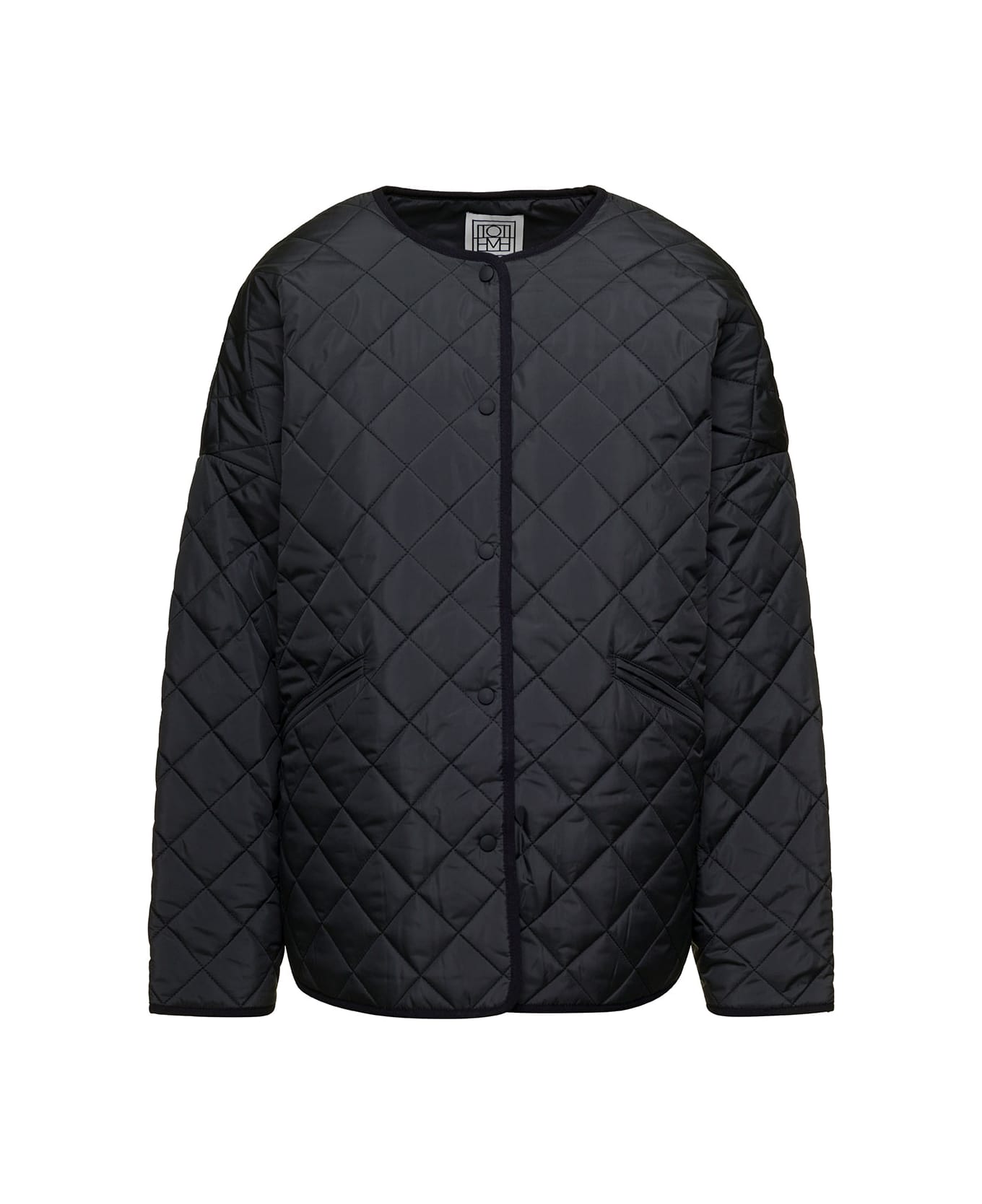 Totême Black Quilted Jacket With Round Neckline In Recycled Fabric Woman - Black