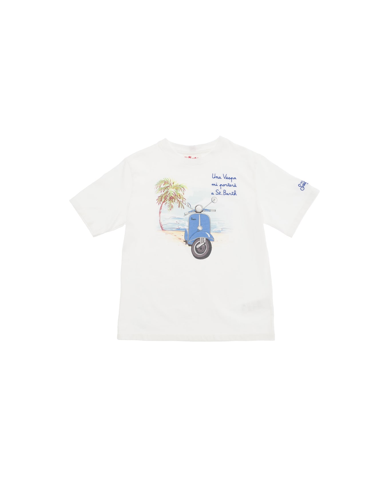 MC2 Saint Barth White T-shirt With Vespa Embroidery In Cotton Baby - White Tシャツ＆ポロシャツ