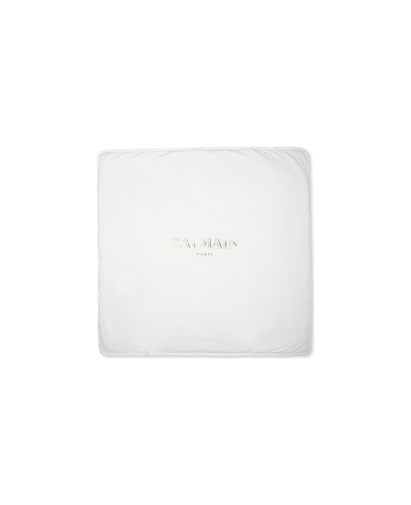 Balmain Ivory Blanket For Babykids With Logo - Ivory