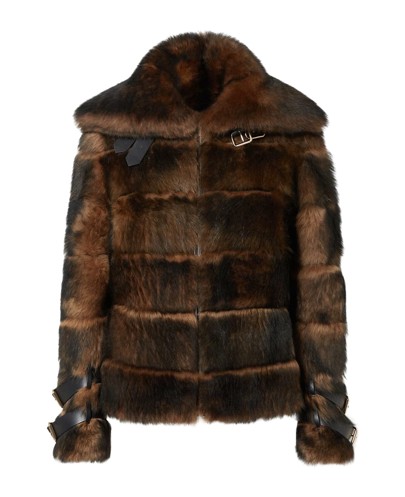 Fendi Brown Backed Sheepskin And Nappa Jacket - Ocra