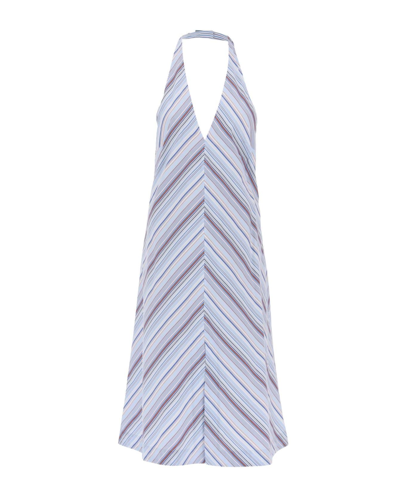 Saks Potts 'agnes' Striped Halterneck Midi Dress - BLUE STRIPE (White)