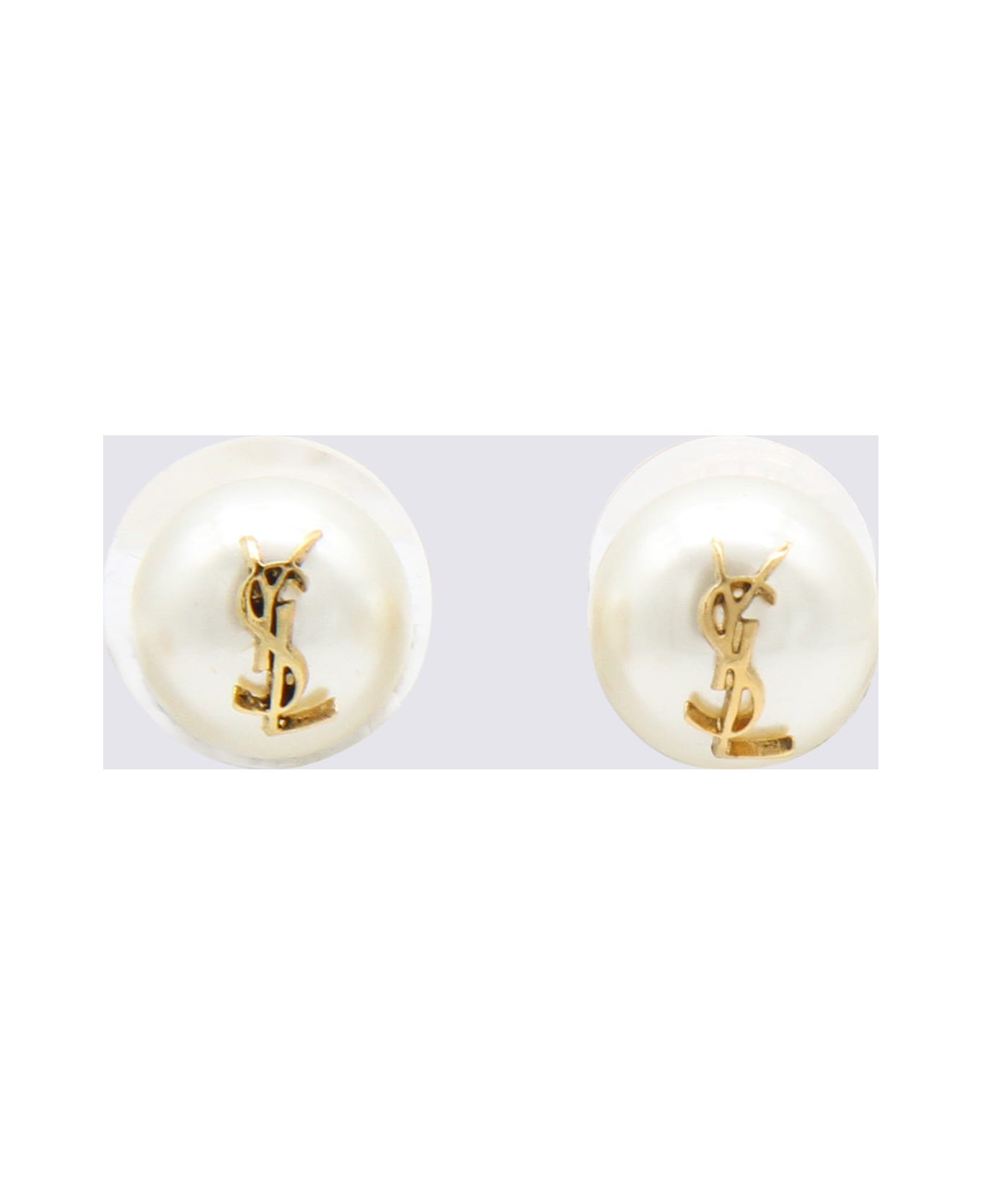 Saint Laurent Pearl Metal Earrings - OR/CREME