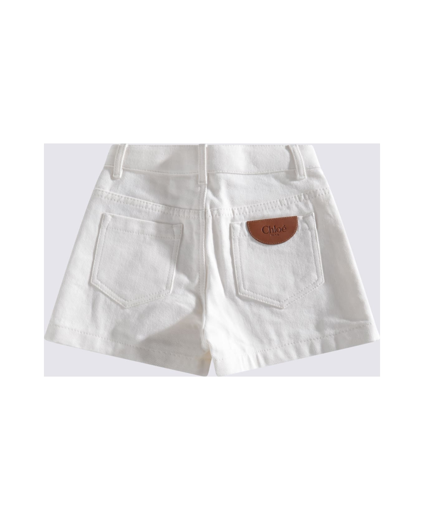 Chloé White Cotton Shorts - Bianco sporco