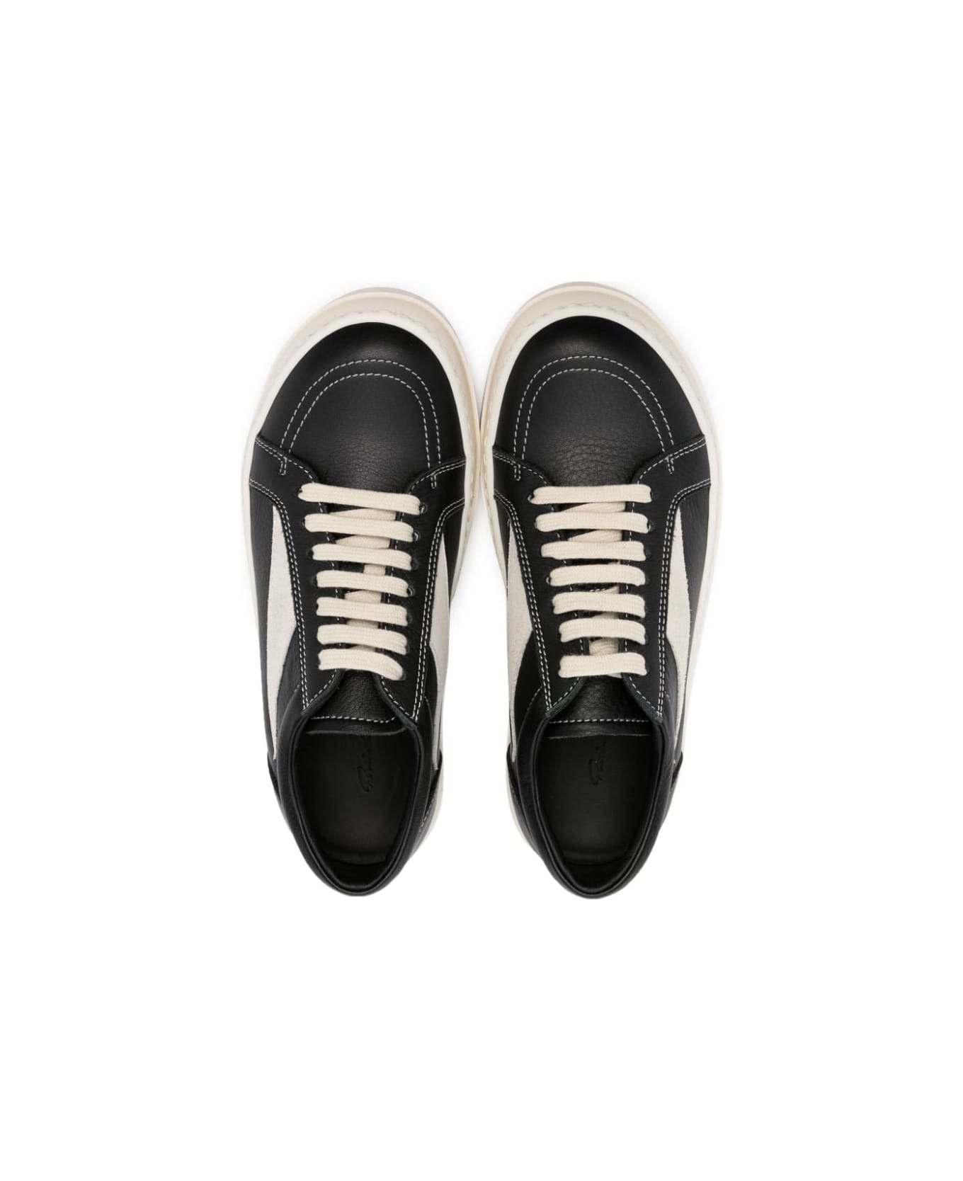 Rick Owens Leather Vintage Sneakers - Black Pearl Milk
