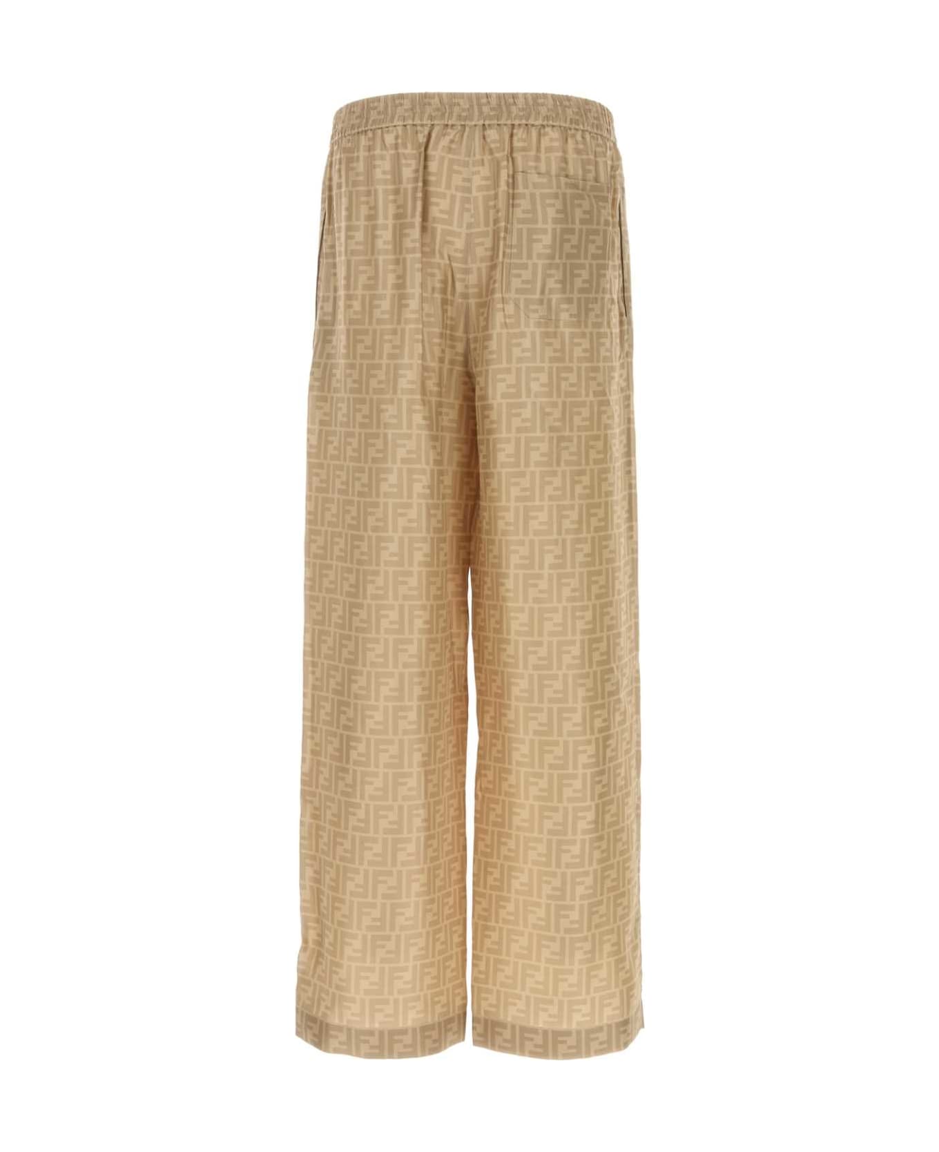 Fendi Printed Silk Pyjama Pant - SAND