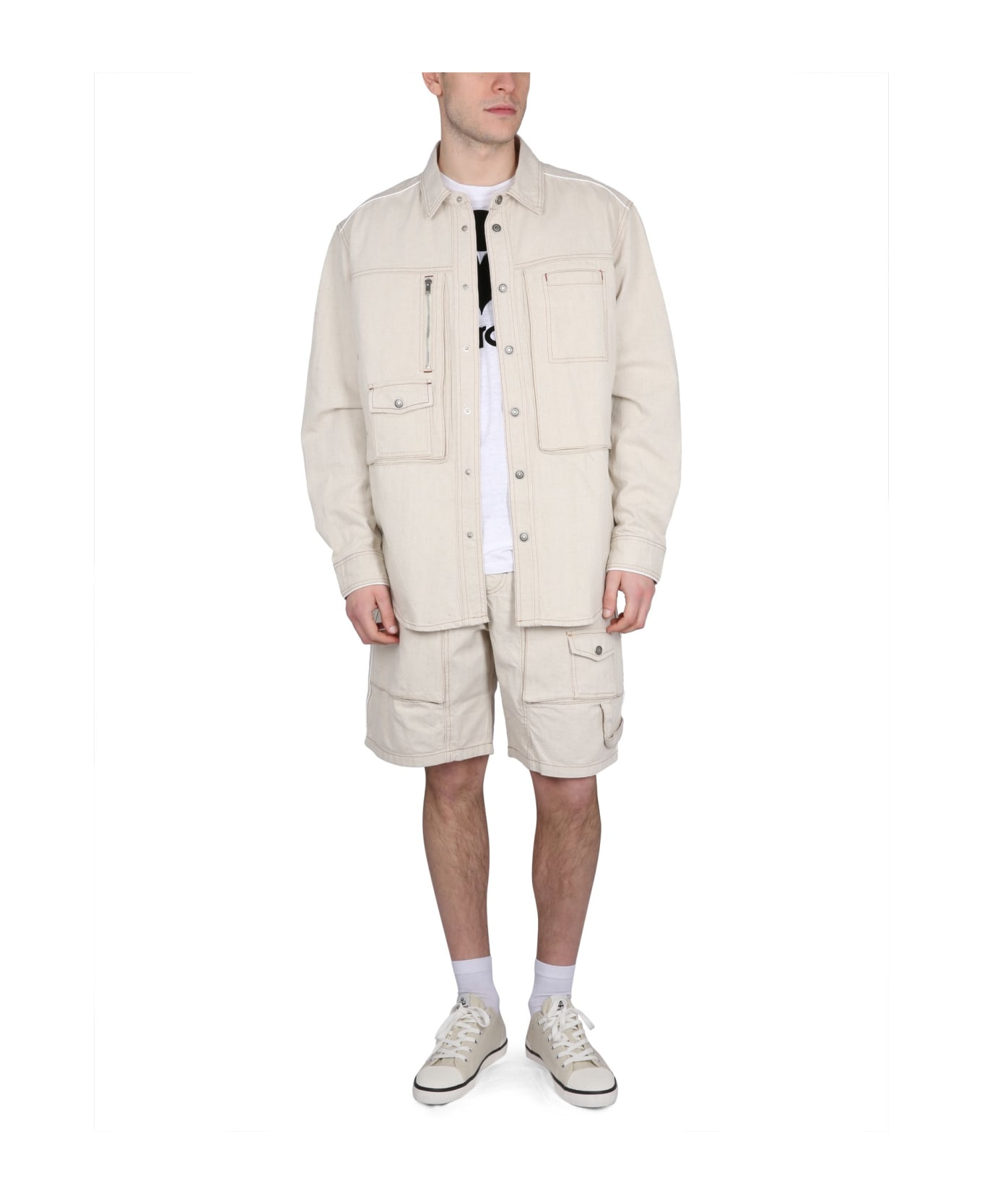 Isabel Marant Peio Denim Bermuda Shorts - POWDER
