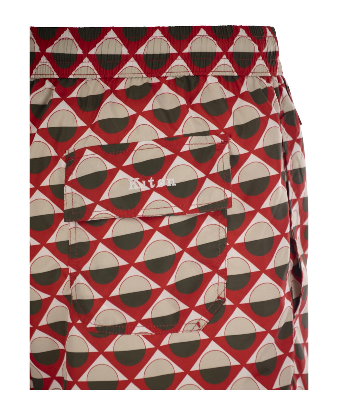 Kiton Patterned Beach Boxers - White/red