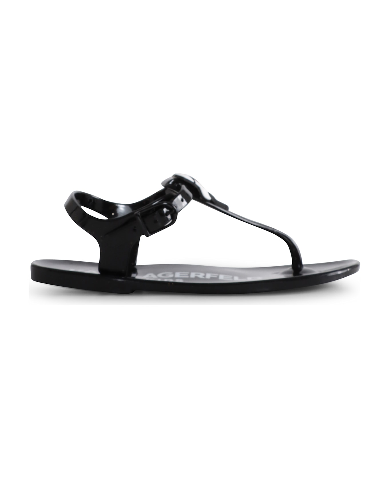 Karl Lagerfeld Kids Black Flip Flops For Girl With Karl And Choupette - Black