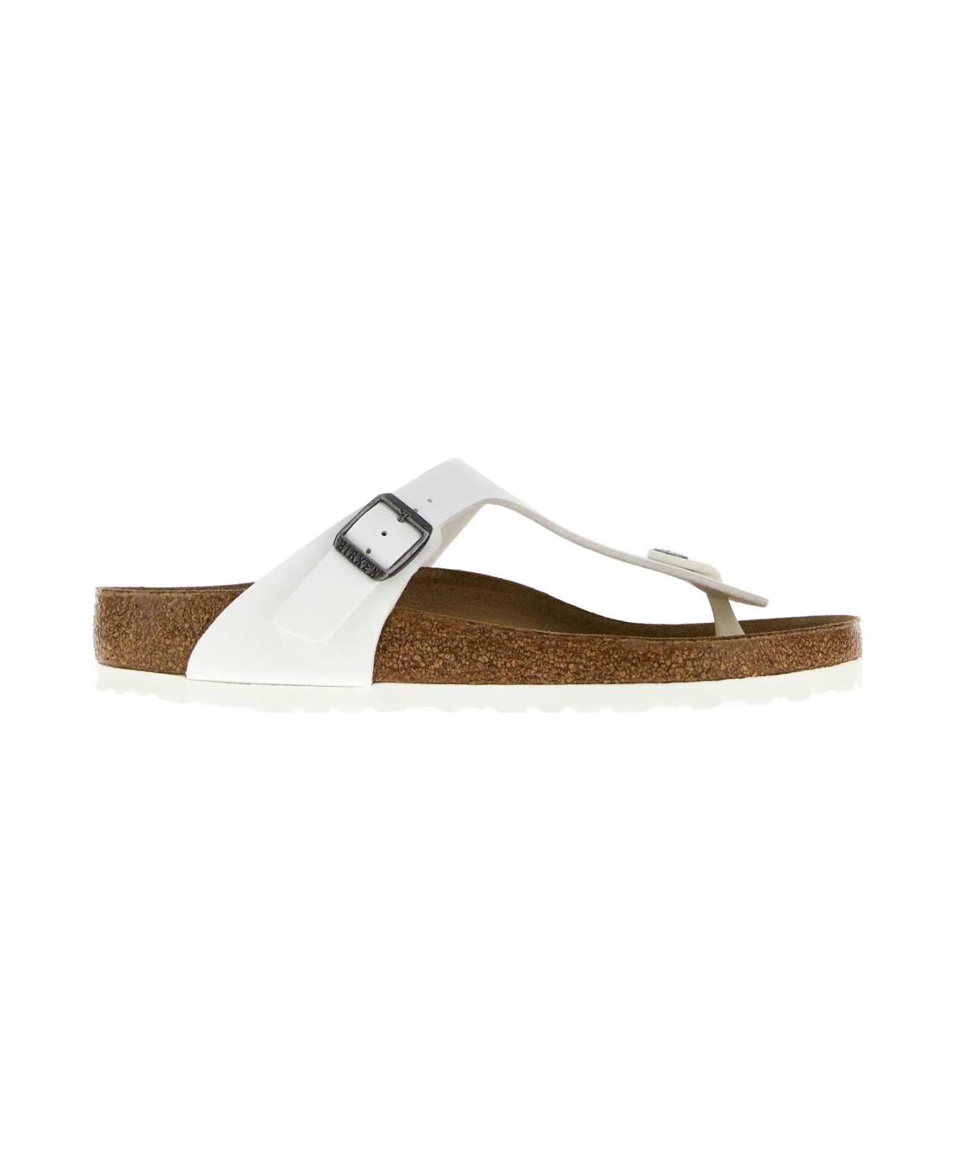 Birkenstock White Leather Gizeh Thong Slippers - WHITE