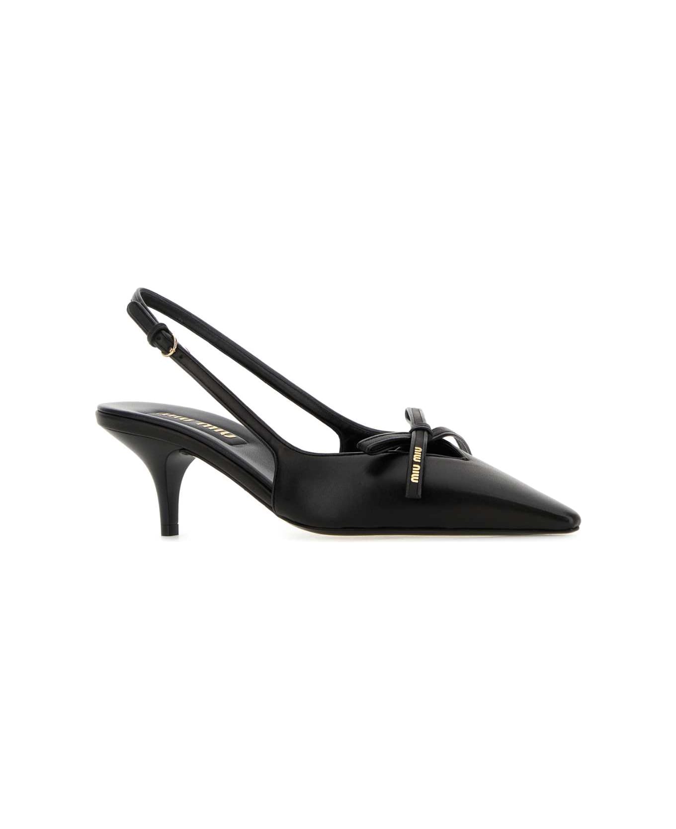 Miu Miu Black Leather Pumps - NERO
