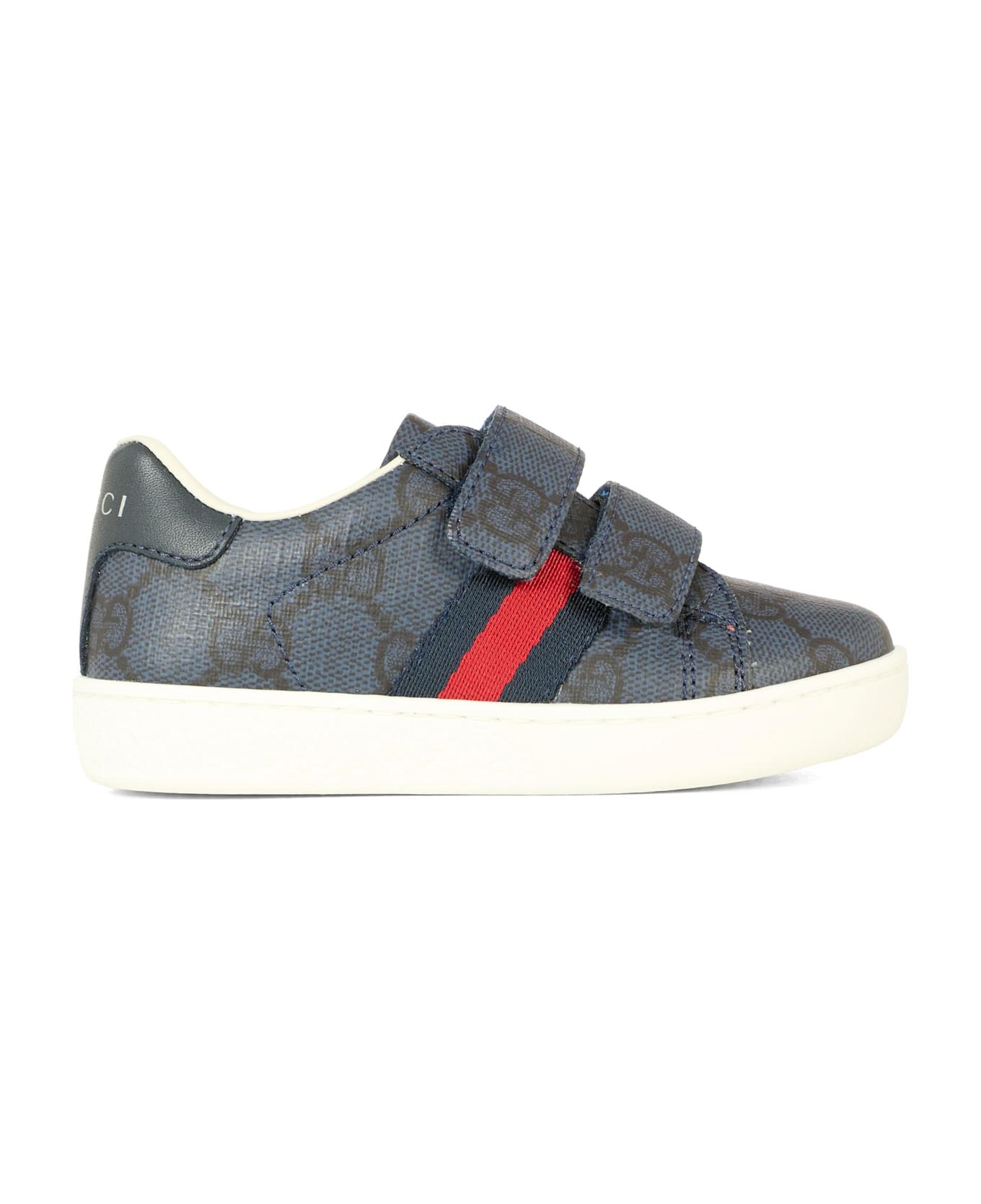 Gucci Blue Ace Sneakers For Kids With Web Detail - Blue