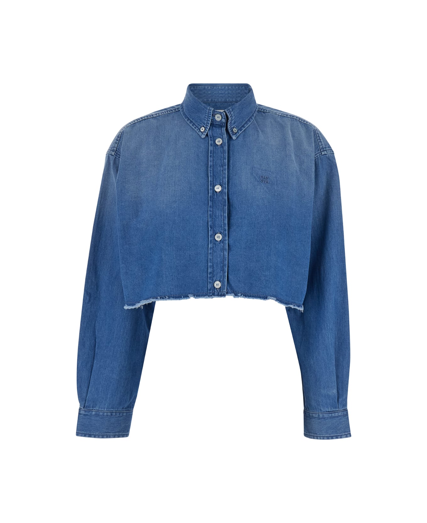 Givenchy Blue Jeans Crop Shirt In Denim Woman - Blu