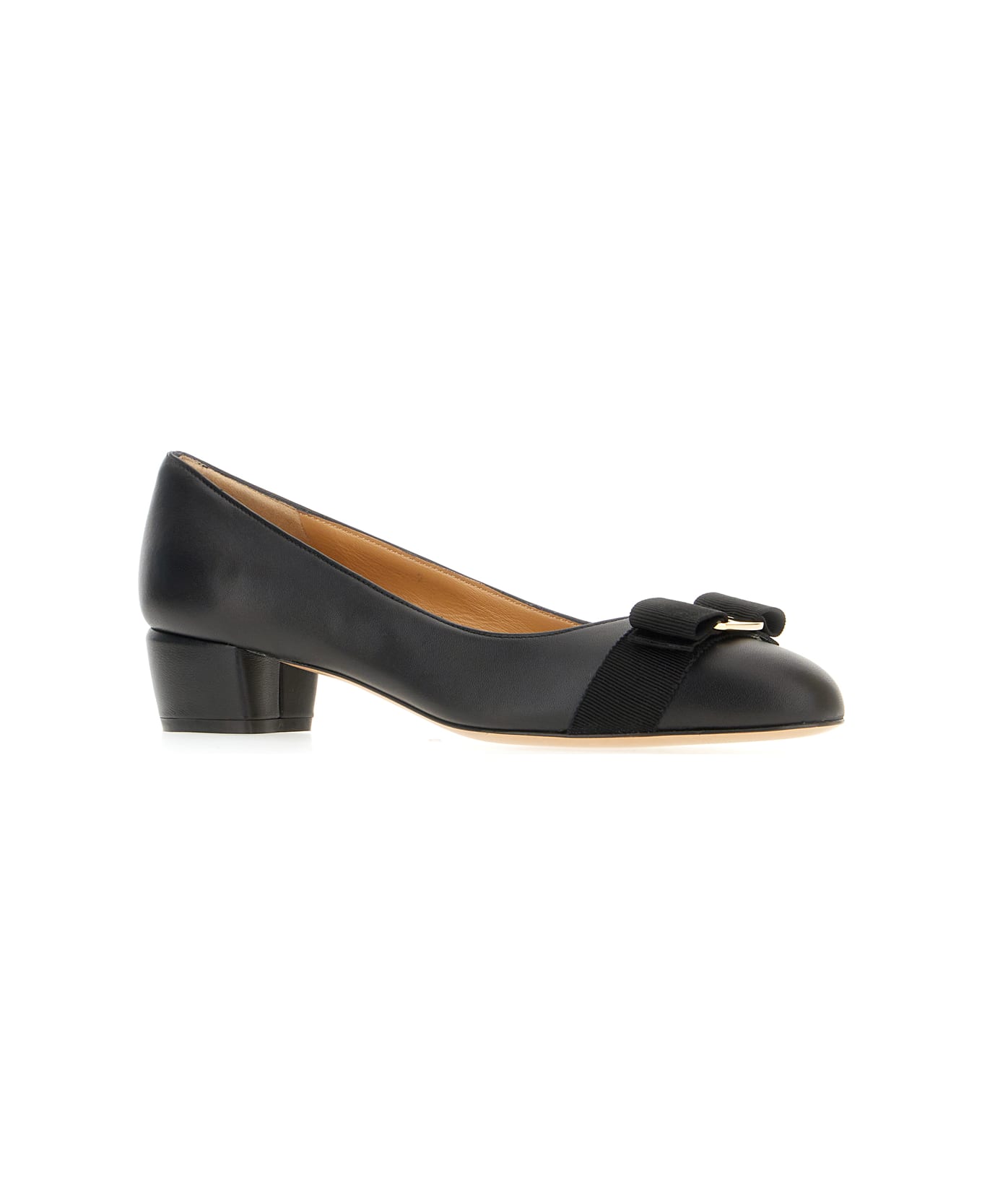 Ferragamo Black Nappa Leather Vara Ballerinas - NERO BISCOTTO